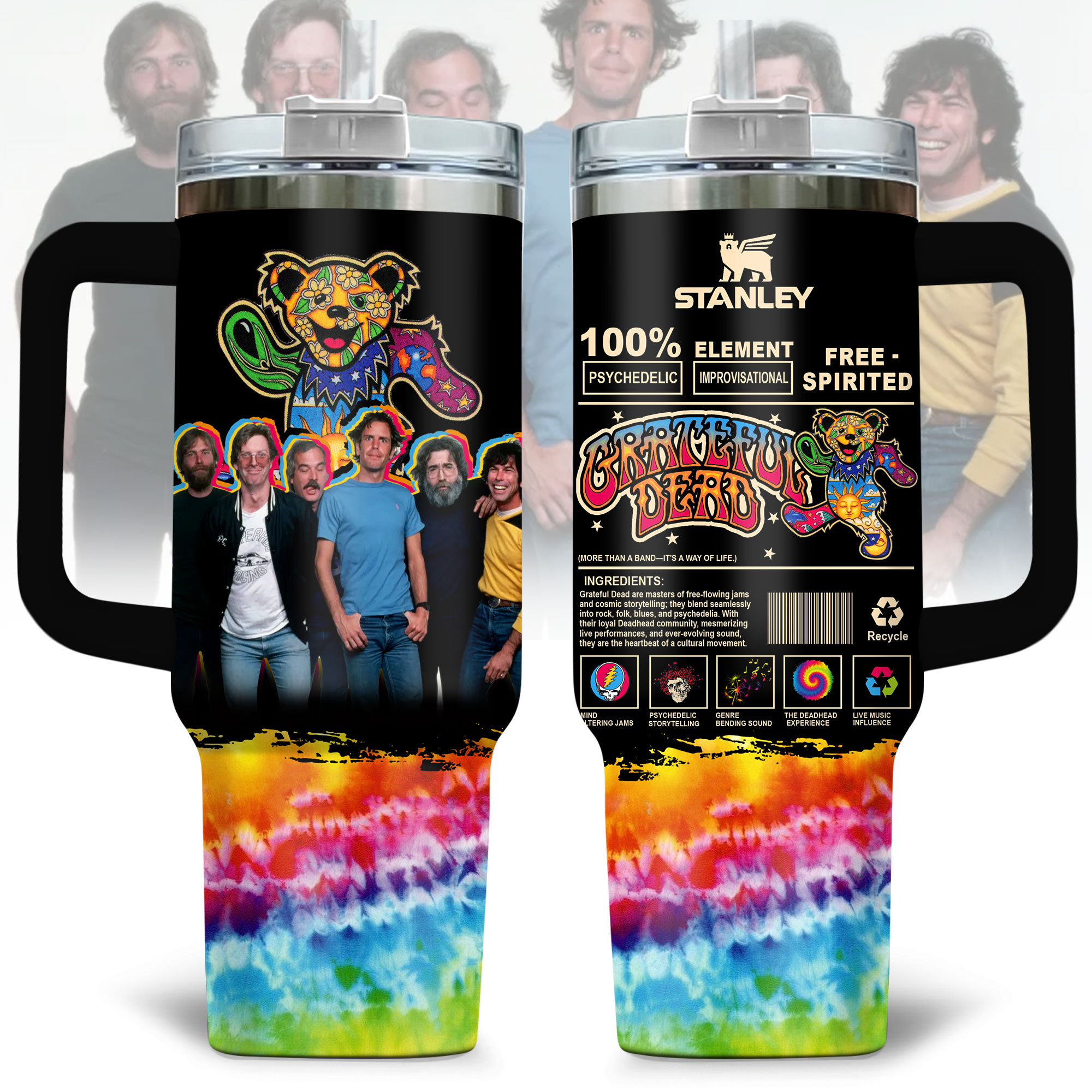 Grateful Dead Music Custom Stanley Quencher 40oz Stainless Steel Tumbler With Handle