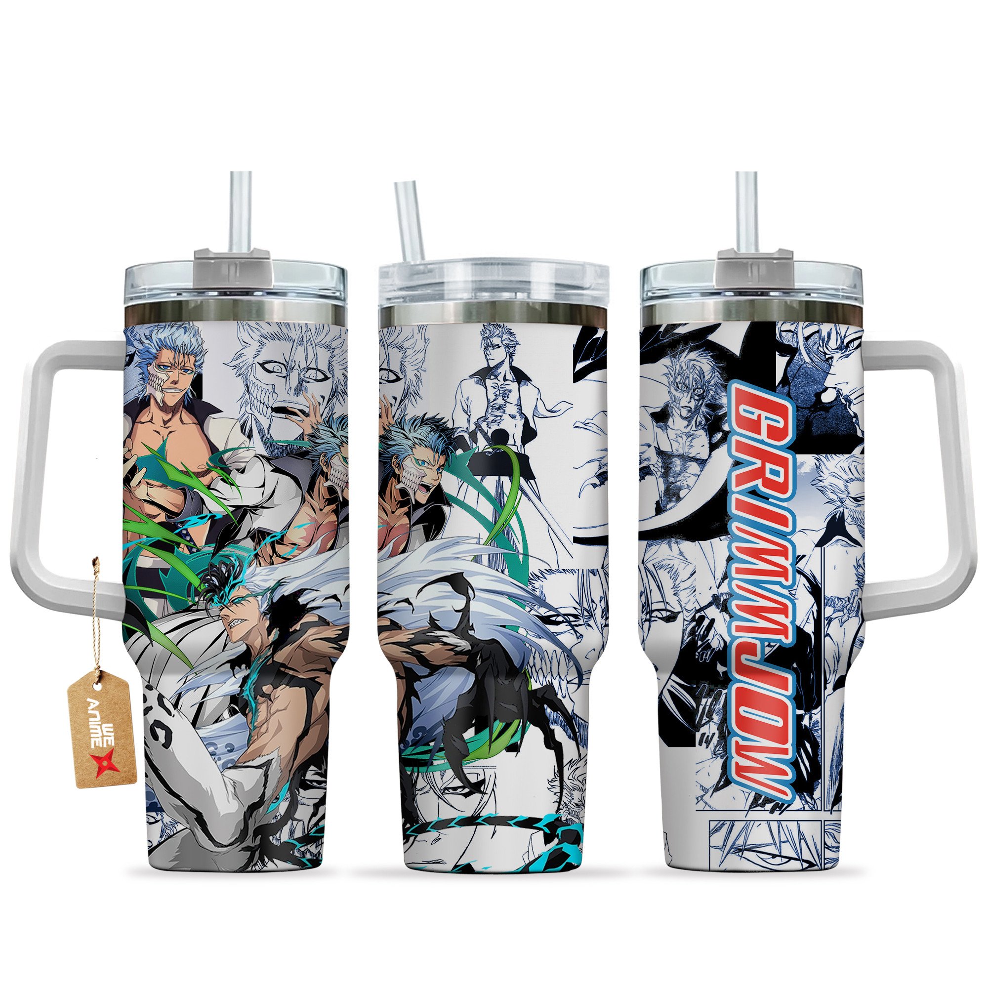 Grimmjow Jaegerjaquez Bleach Anime Custom Stanley Quencher 40oz Stainless Steel Tumbler With Handle