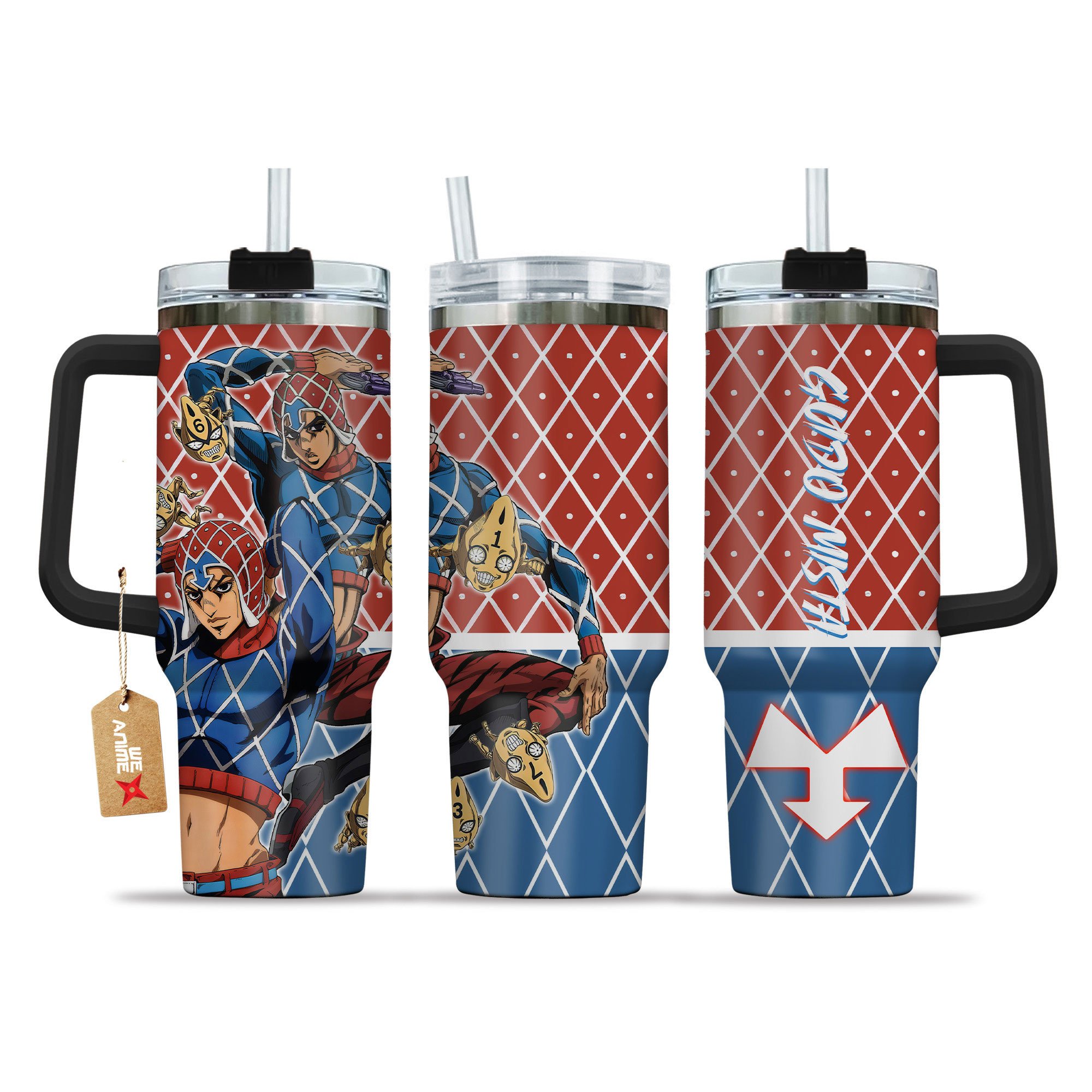 Guido Mista JoJo's Bizarre Anime Custom Stanley Quencher 40oz Stainless Steel Tumbler With Handle