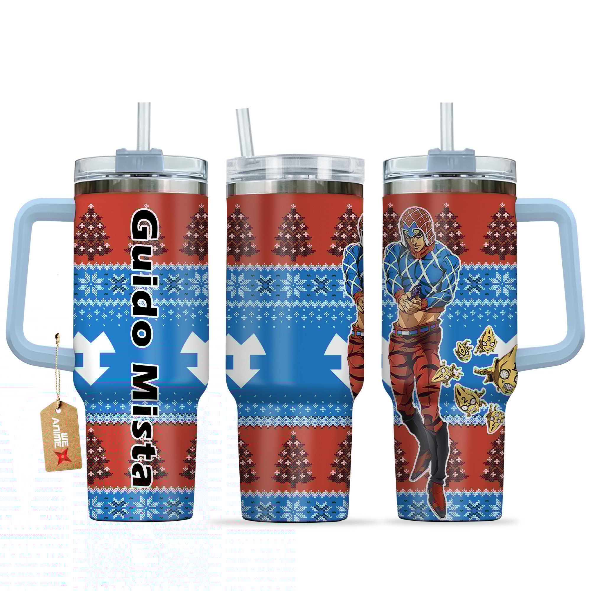 Guido Mista JoJo's Bizarre Anime Custom Stanley Quencher 40oz Stainless Steel Tumbler With Handle