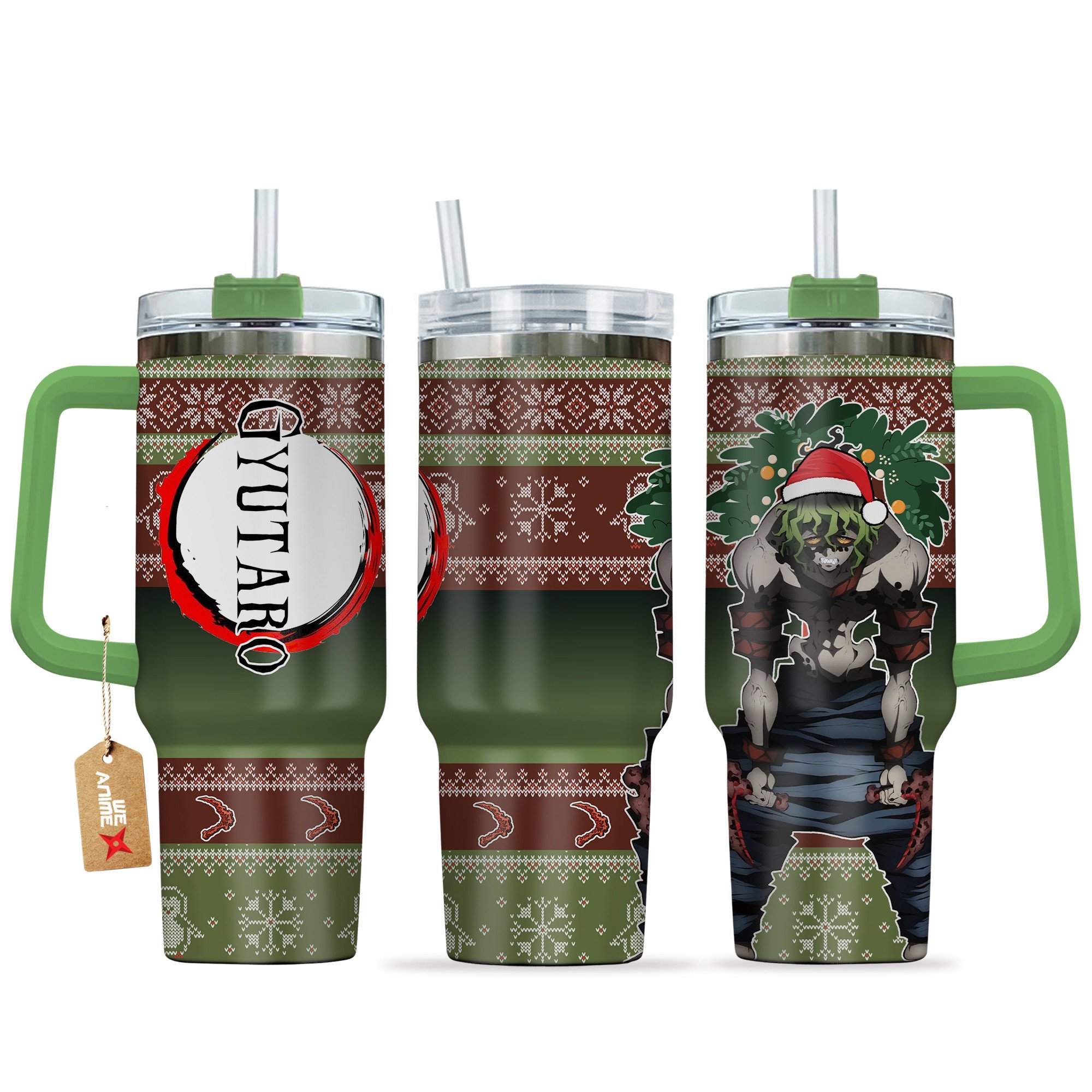 Gyutaro Demon Slayer Anime Custom Stanley Quencher 40oz Stainless Steel Tumbler With Handle