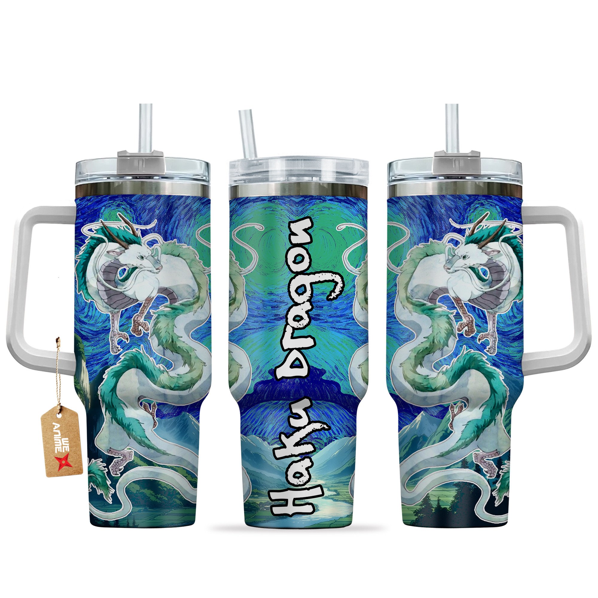 Haku Dragon Spirited Away Anime Custom Stanley Quencher 40oz Stainless Steel Tumbler With Handle
