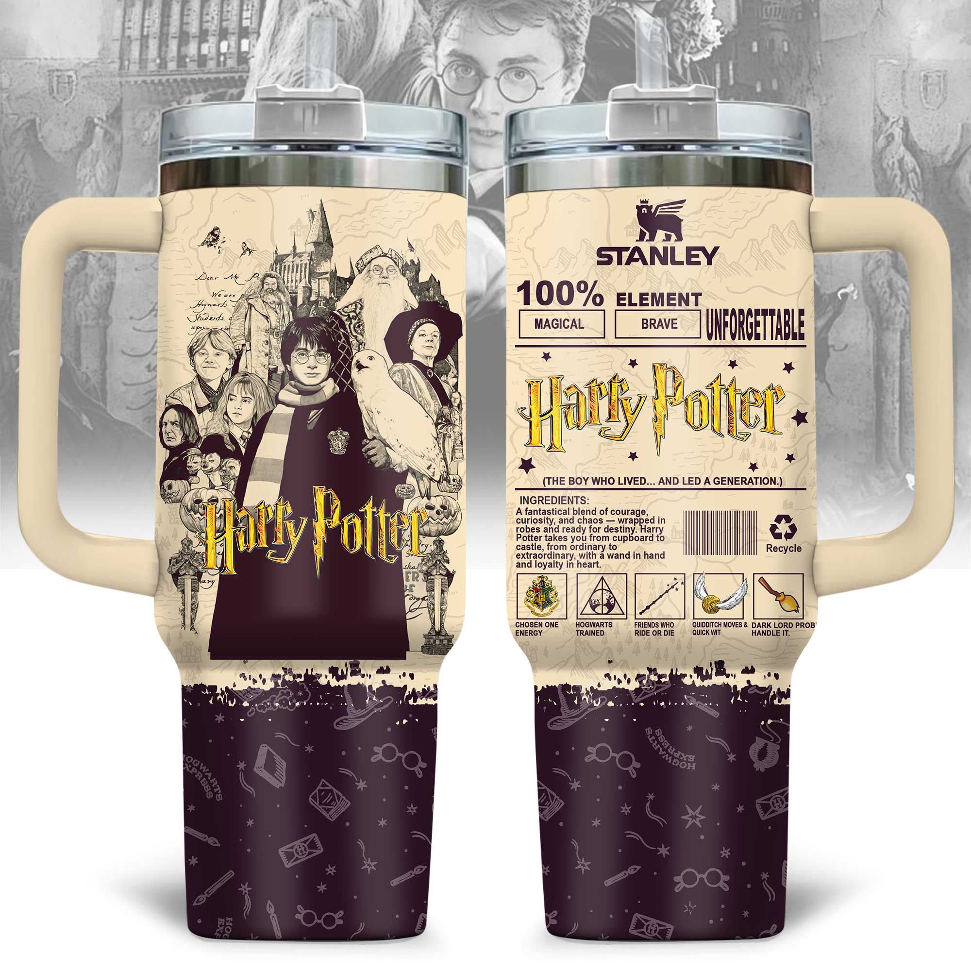 Harry Potter Movies Custom Stanley Quencher 40oz Stainless Steel Tumbler With Handle