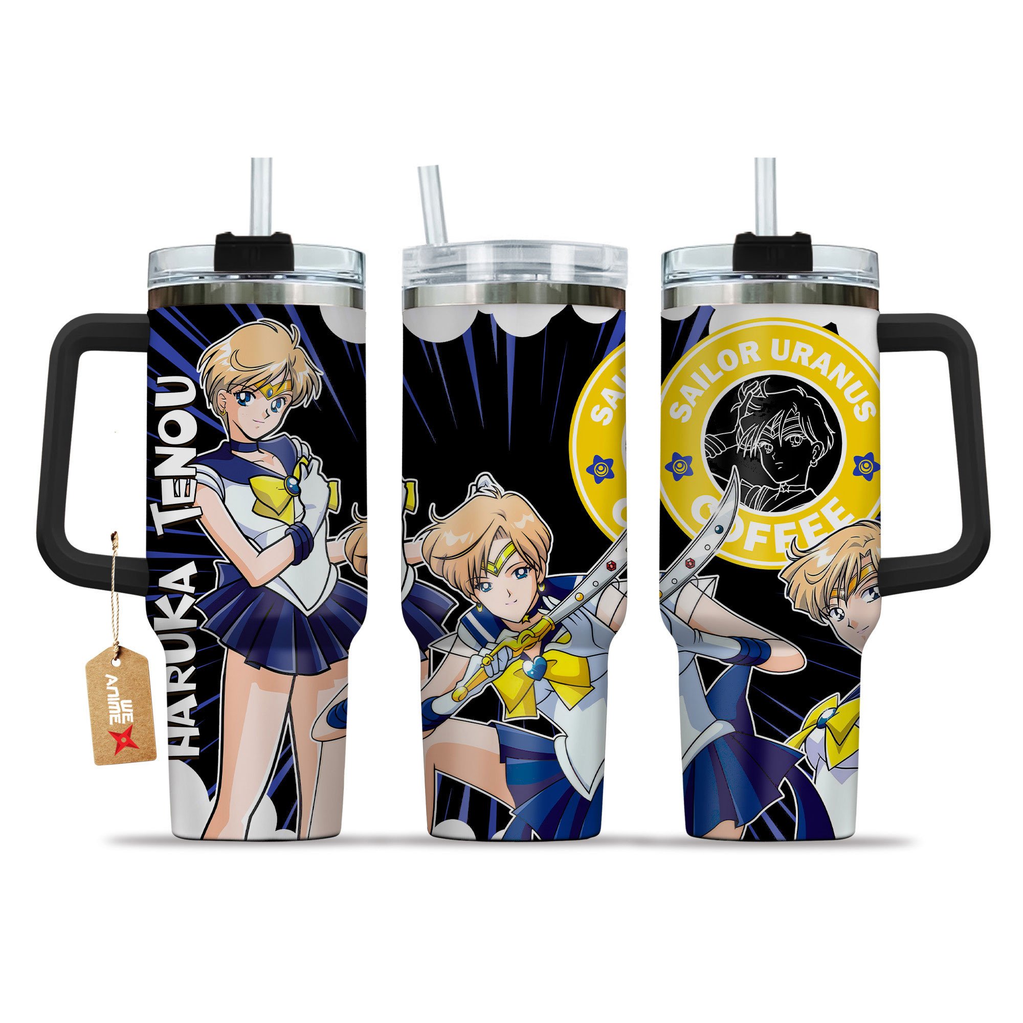 Haruka Tenou Sailor Moon Anime Custom Stanley Quencher 40oz Stainless Steel Tumbler With Handle