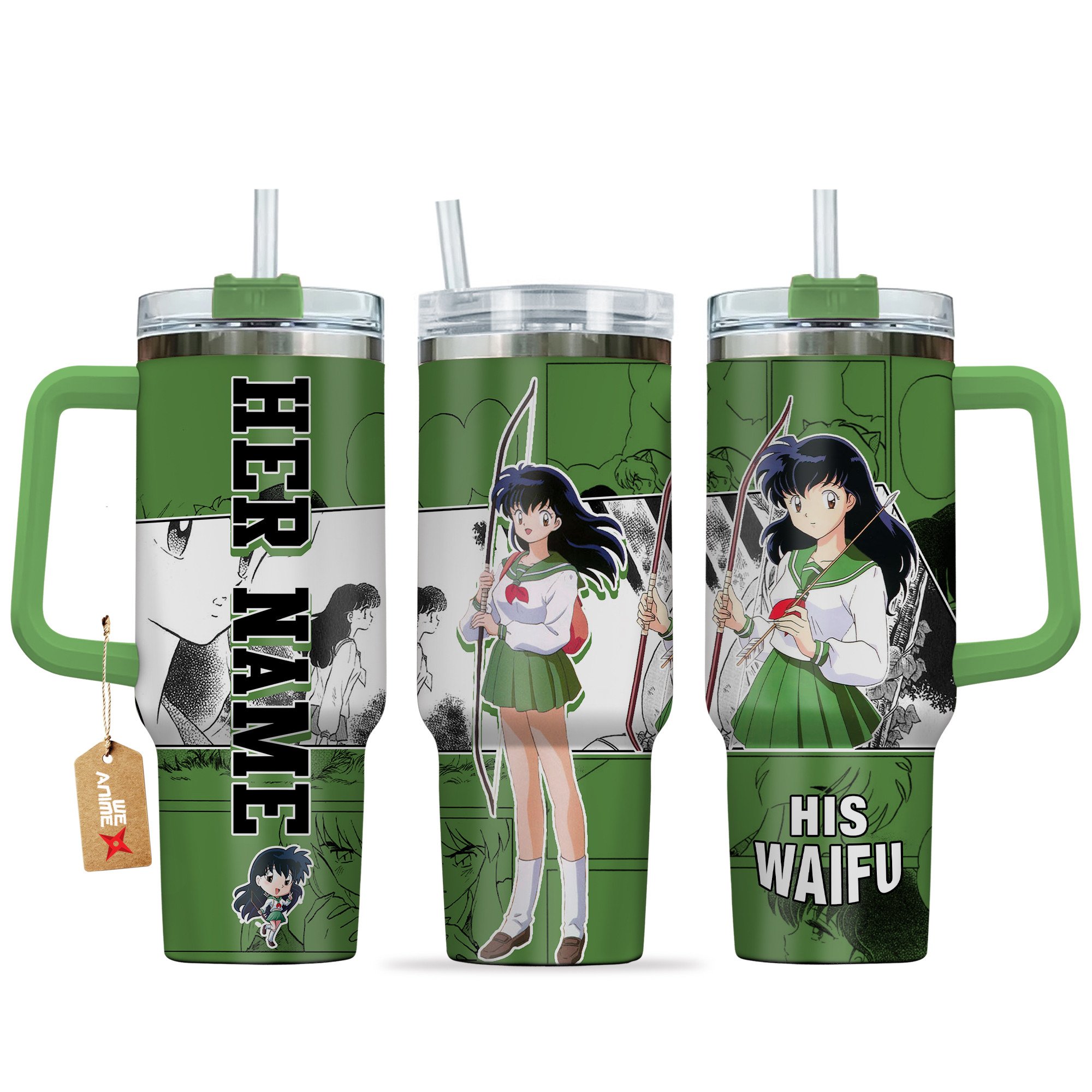 Higurashi Kagome Anime Custom Stanley Quencher 40oz Stainless Steel Tumbler With Handle