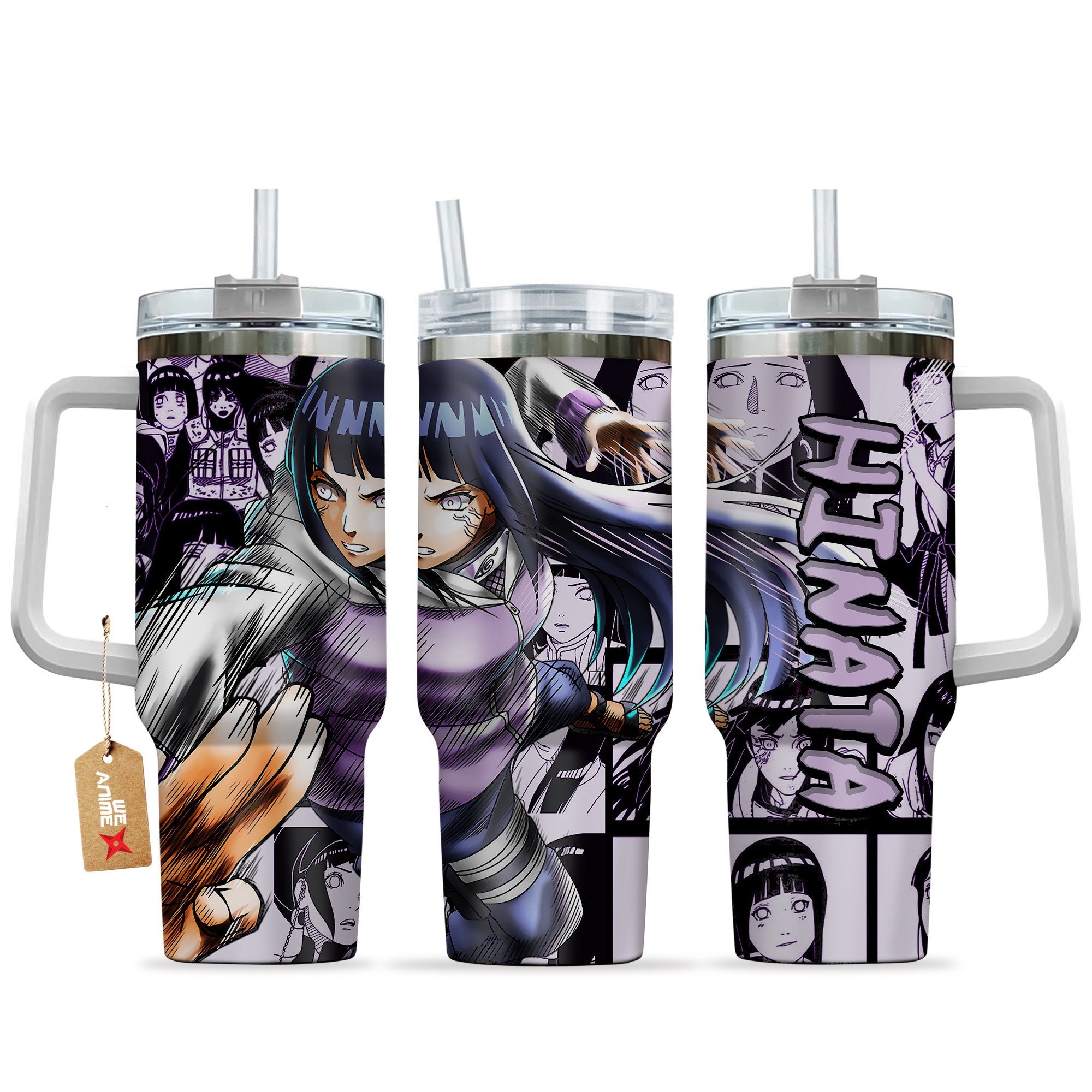 Hinata Hyuga Naruto Anime Custom Stanley Quencher 40oz Stainless Steel Tumbler With Handle
