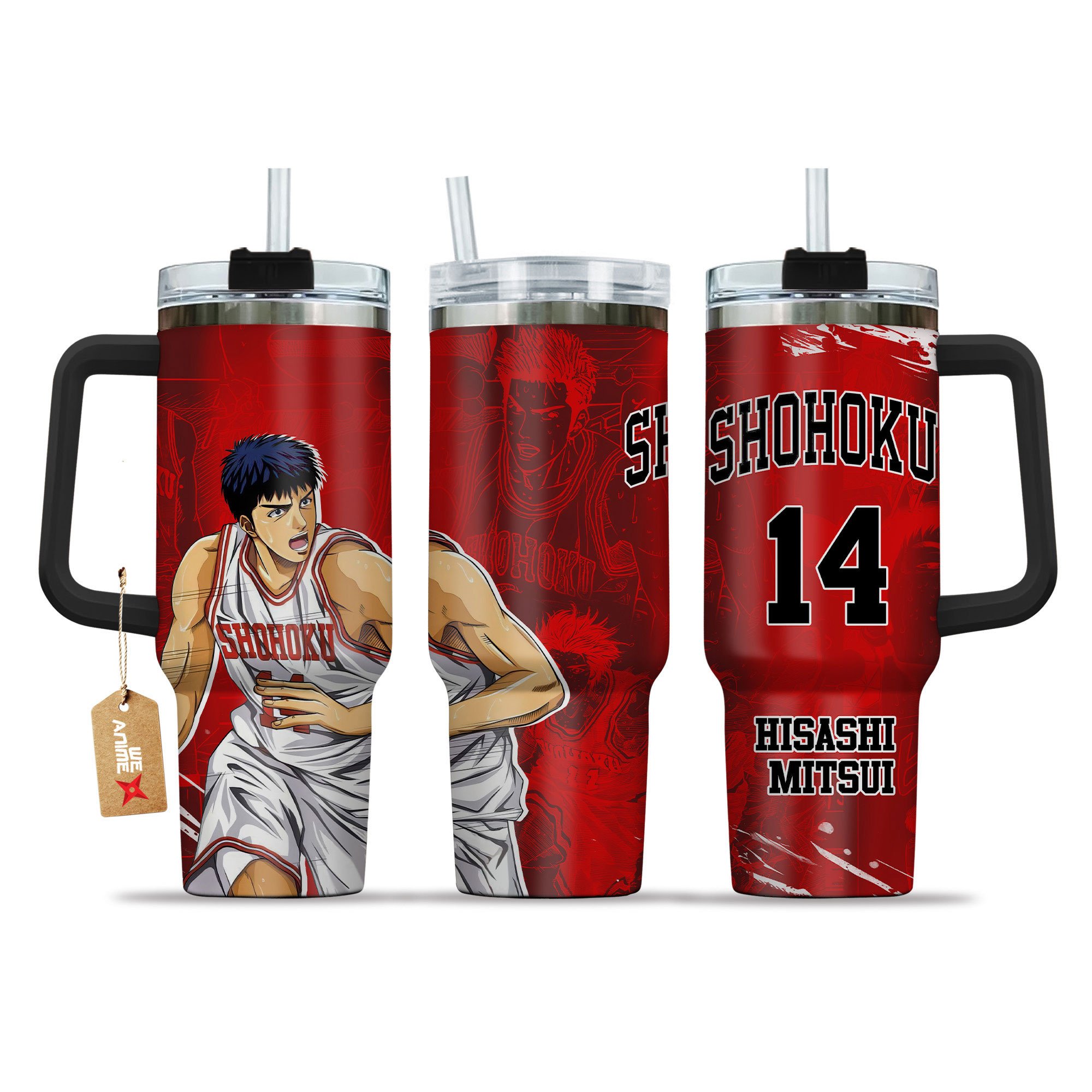 Hisashi Mitsui Slam Dunk Anime Custom Stanley Quencher 40oz Stainless Steel Tumbler With Handle