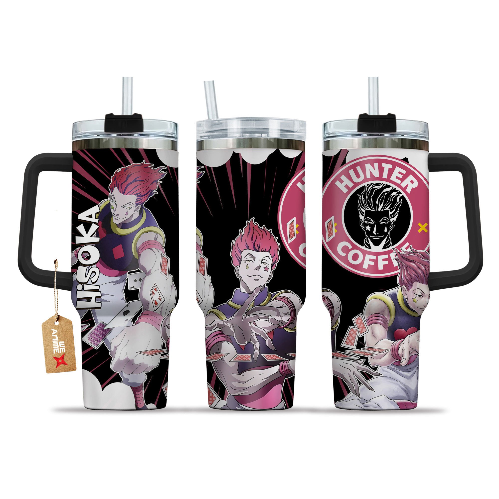 Hisoka Morow Hunter x Hunter Anime Custom Stanley Quencher 40oz Stainless Steel Tumbler With Handle