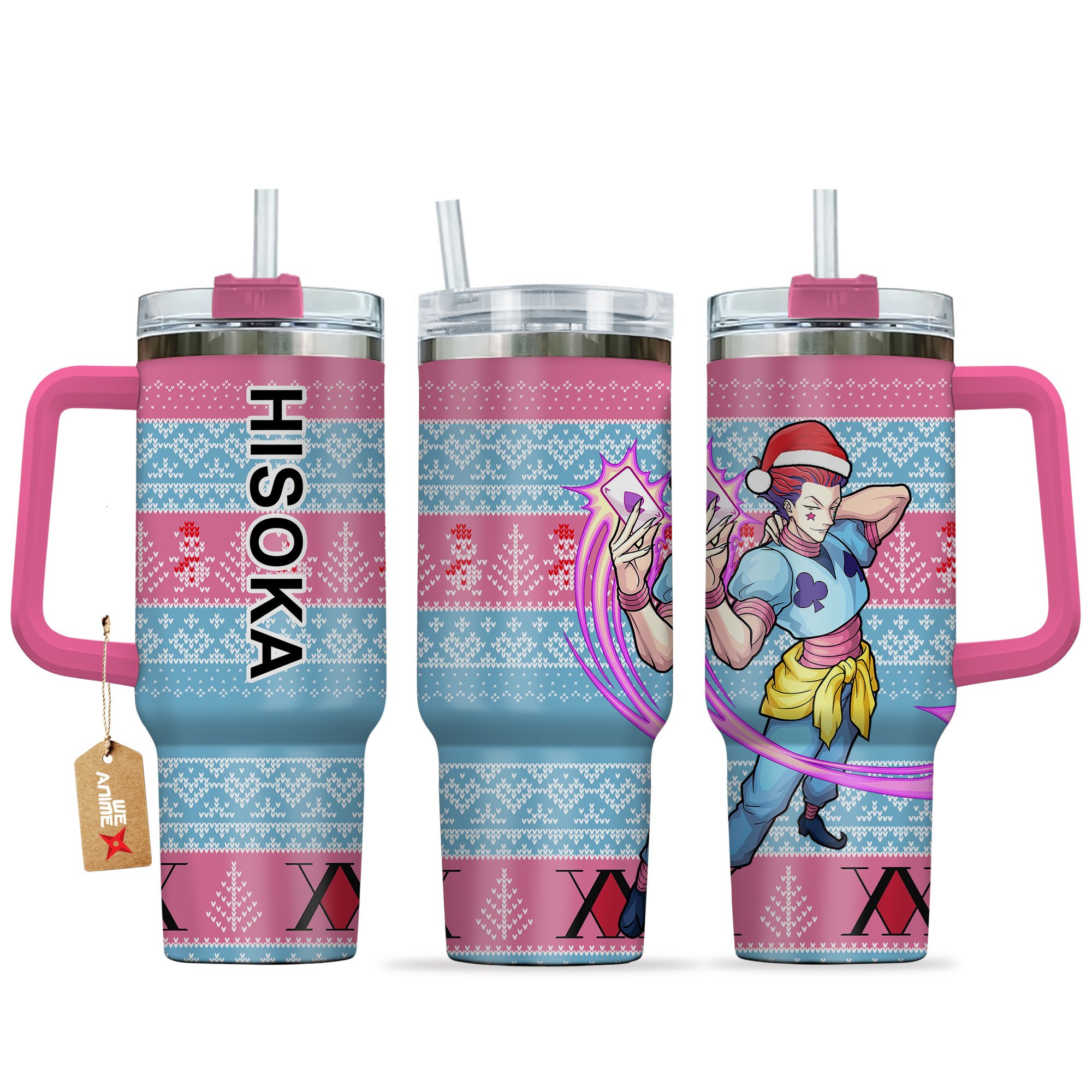 Hisoka Morow Hunter x Hunter Anime Custom Stanley Quencher 40oz Stainless Steel Tumbler With Handle