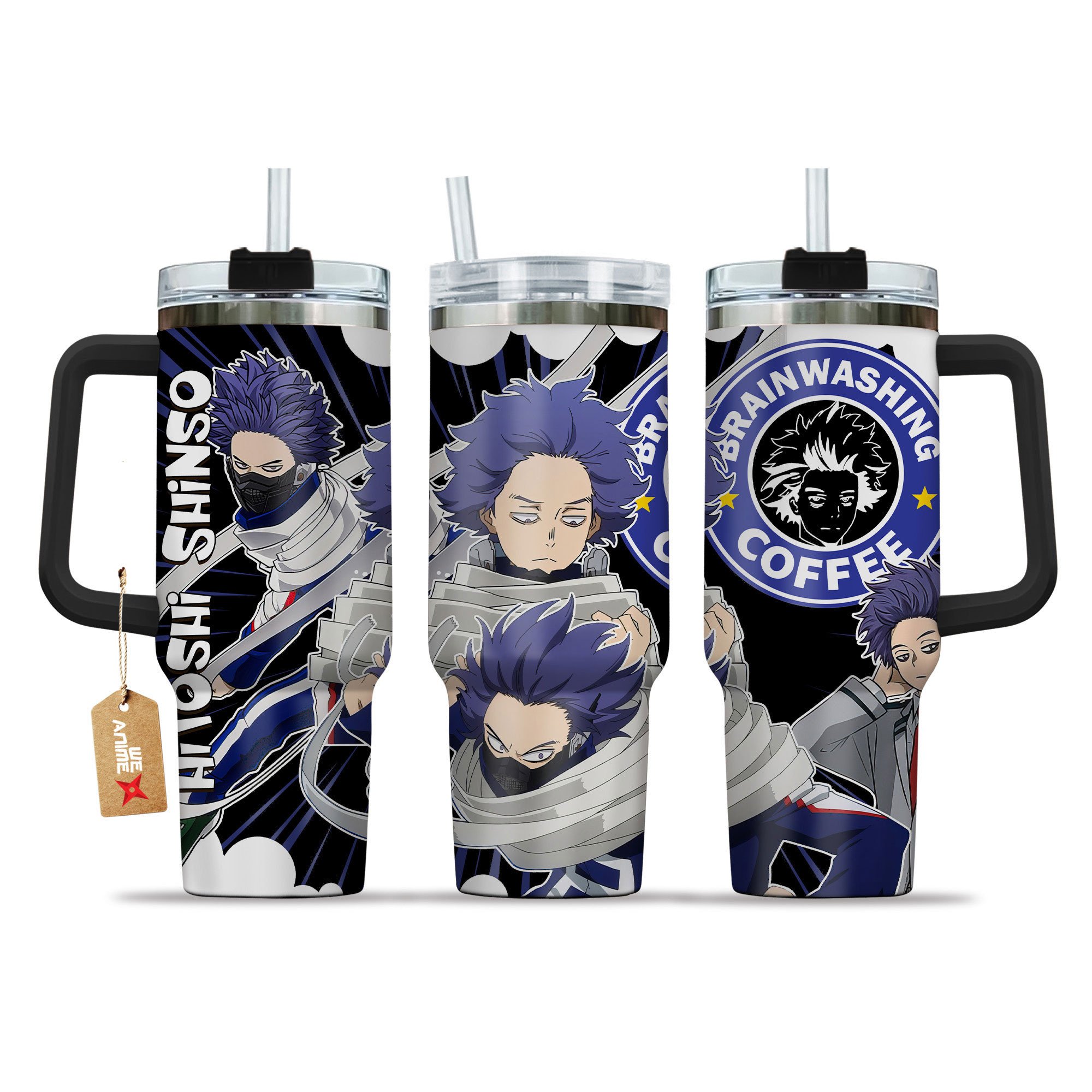 Hitoshi Shinso My Hero Academia Anime Custom Stanley Quencher 40oz Stainless Steel Tumbler With Handle