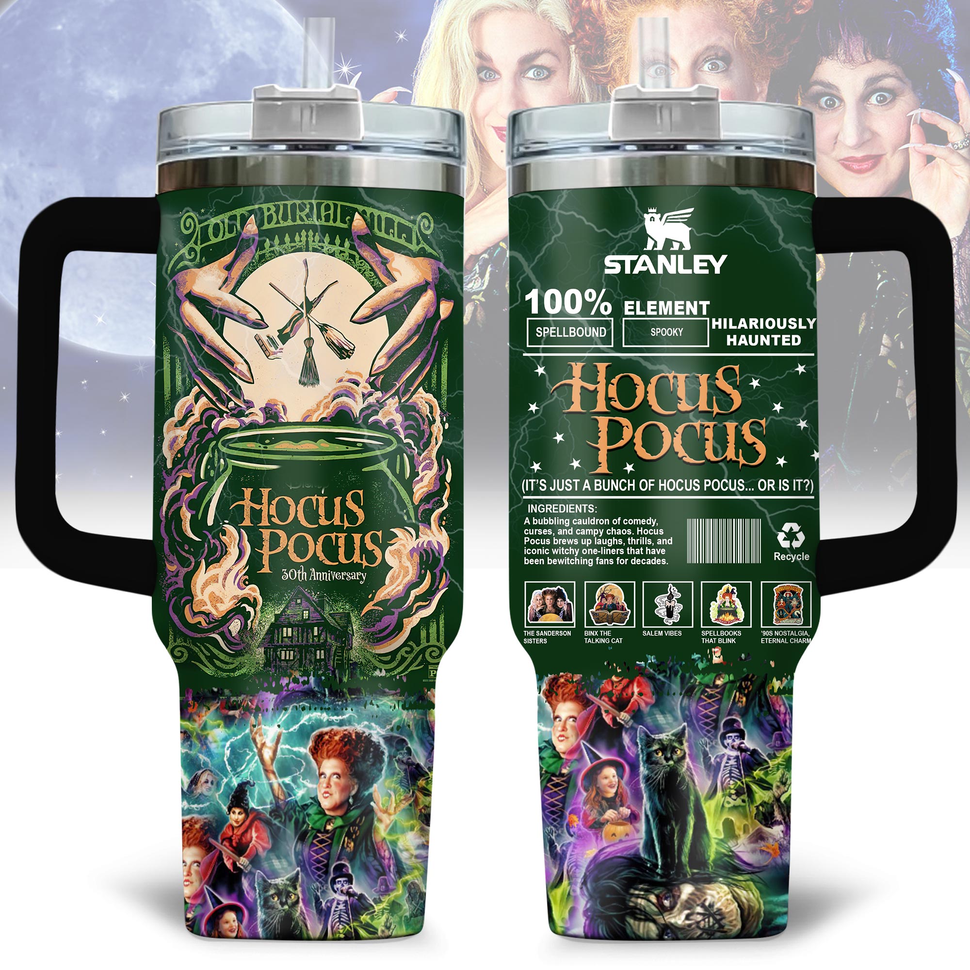 Hocus Pocus Movies Custom Stanley Quencher 40oz Stainless Steel Tumbler With Handle