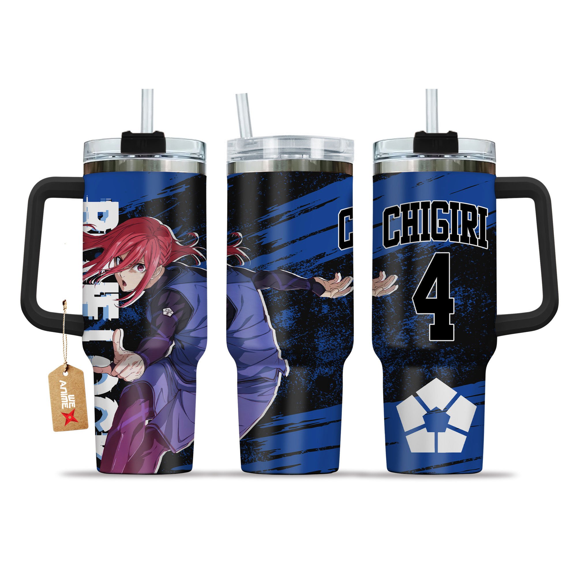 Hyoma Chigiri 4 Blue Lock Anime Custom Stanley Quencher 40oz Stainless Steel Tumbler With Handle