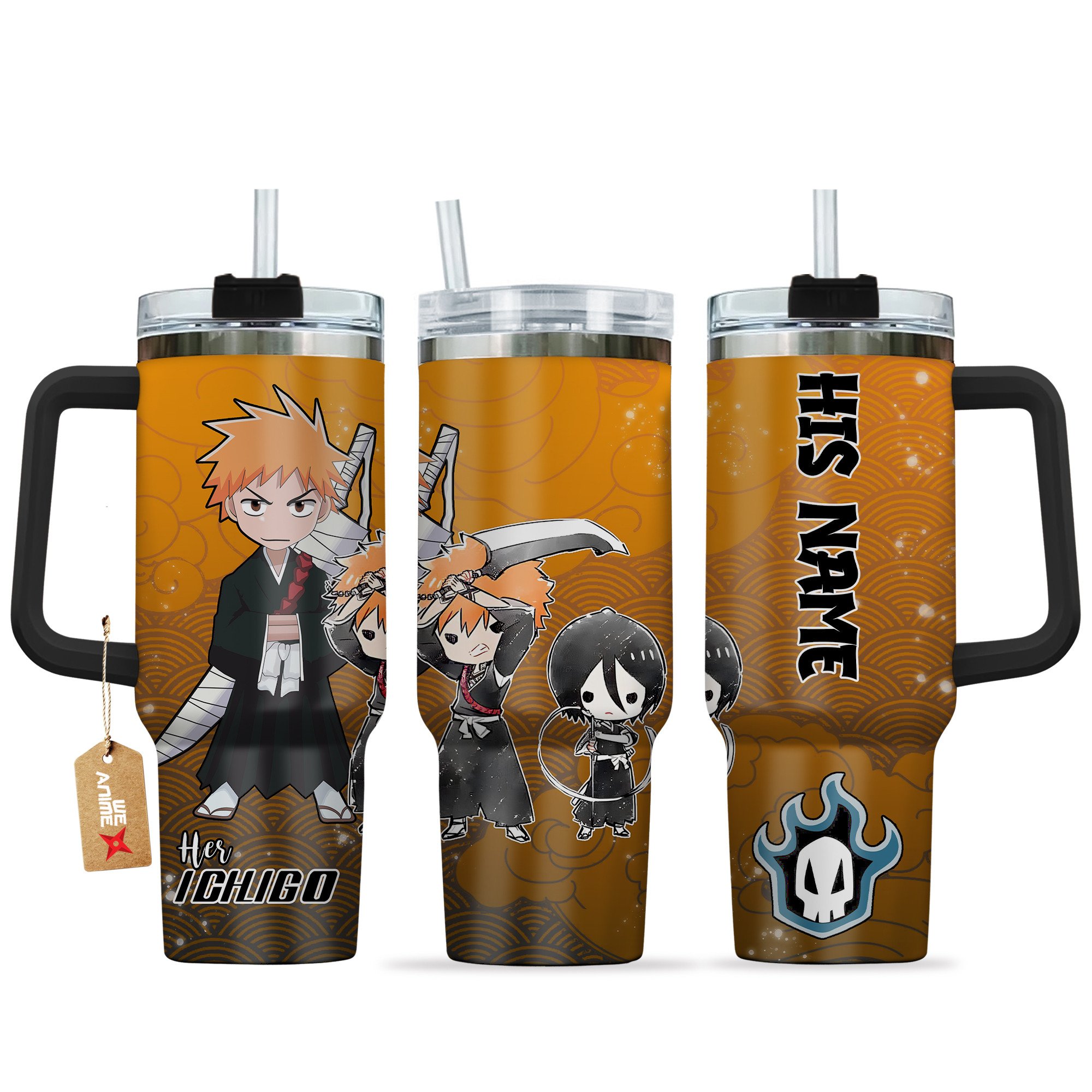Ichigo Kurosaki Bleach Anime Valentine Custom Stanley Quencher 40oz Stainless Steel Tumbler With Handle