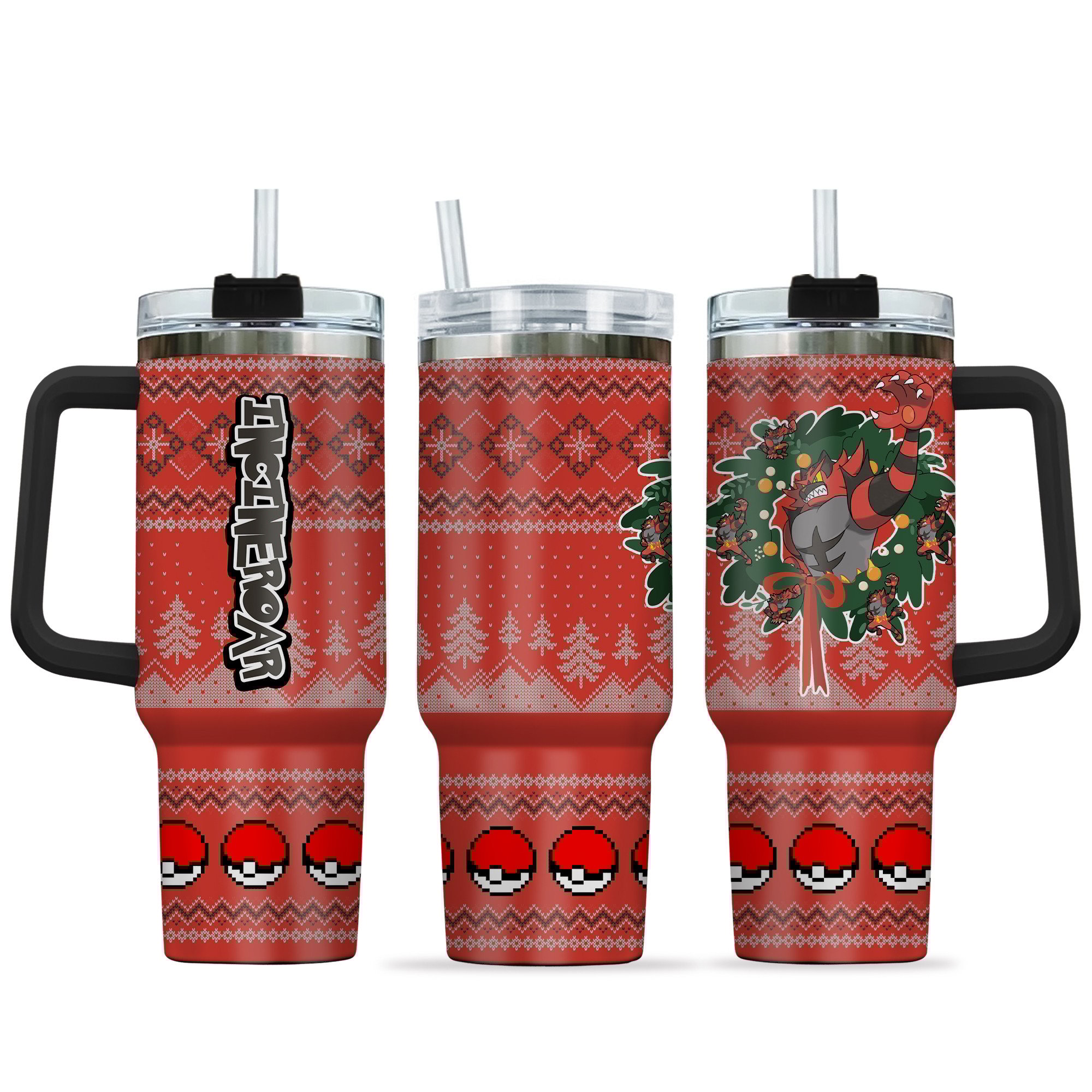 Incineroar Pokemon Anime Custom Stanley Quencher 40oz Stainless Steel Tumbler With Handle