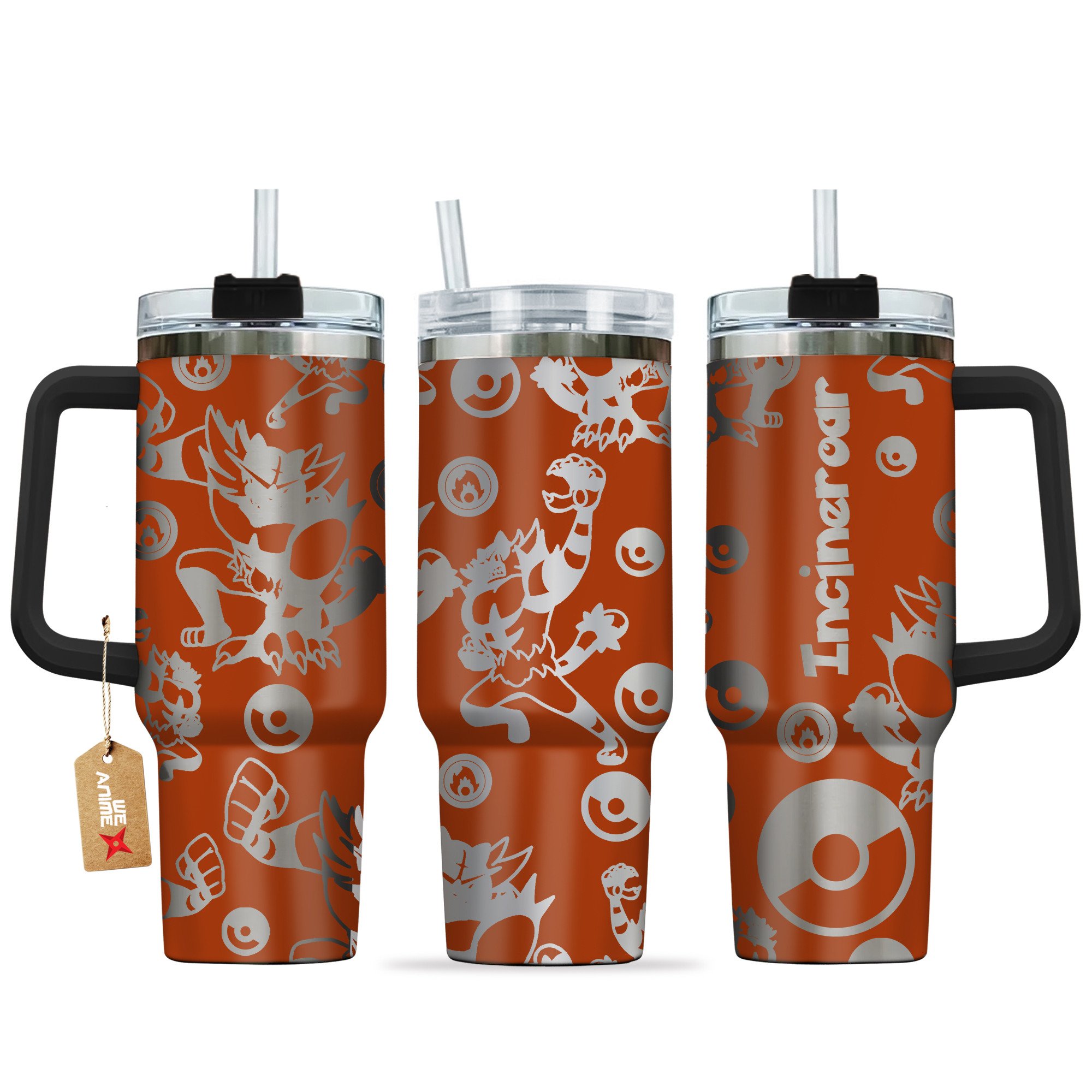 Incineroar Pokemon Anime Custom Stanley Quencher 40oz Stainless Steel Tumbler With Handle