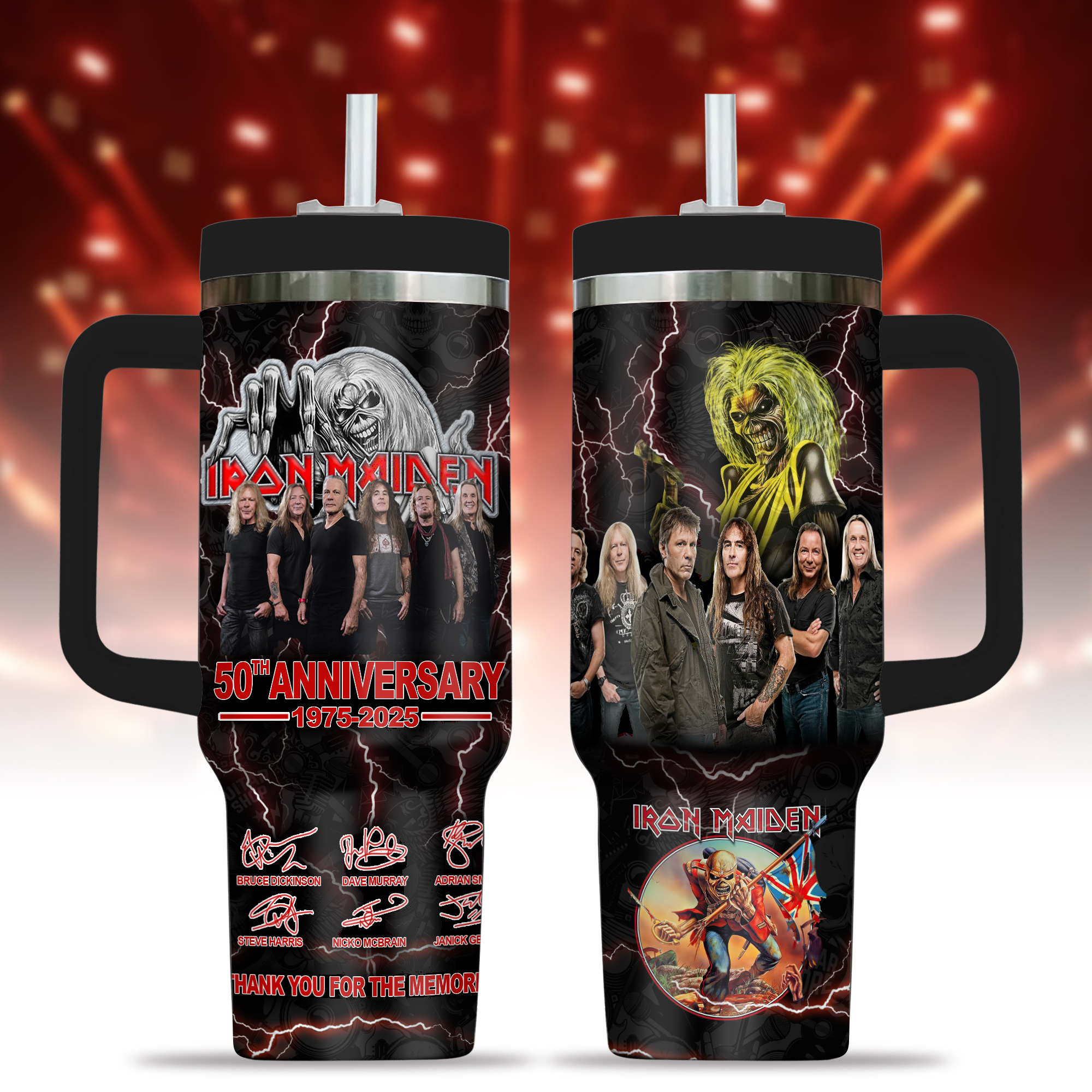 Iron Maiden Music Custom Stanley Quencher 40oz Stainless Steel Tumbler With Handle