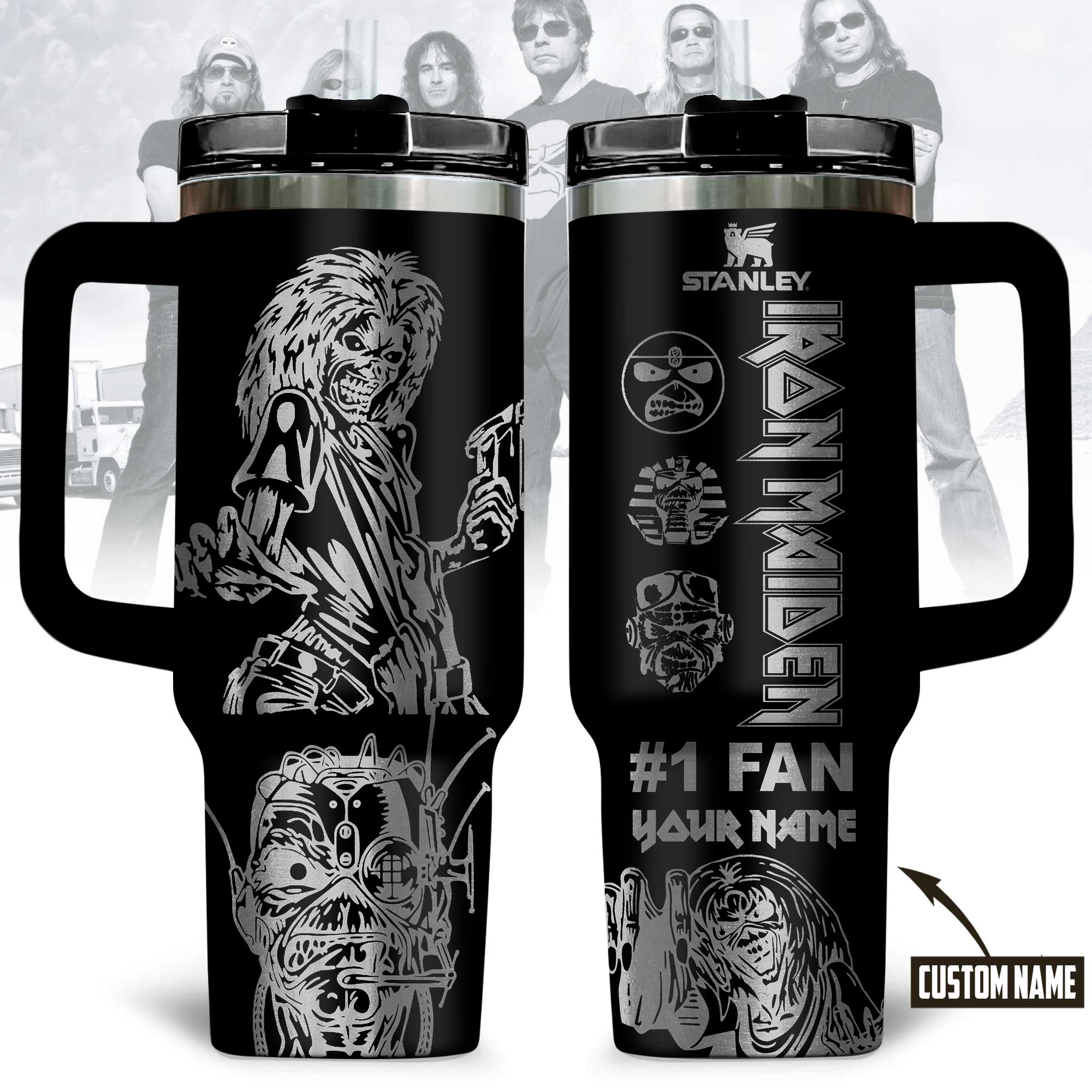 Iron Maiden Music Custom Stanley Quencher 40oz Stainless Steel Tumbler With Handle