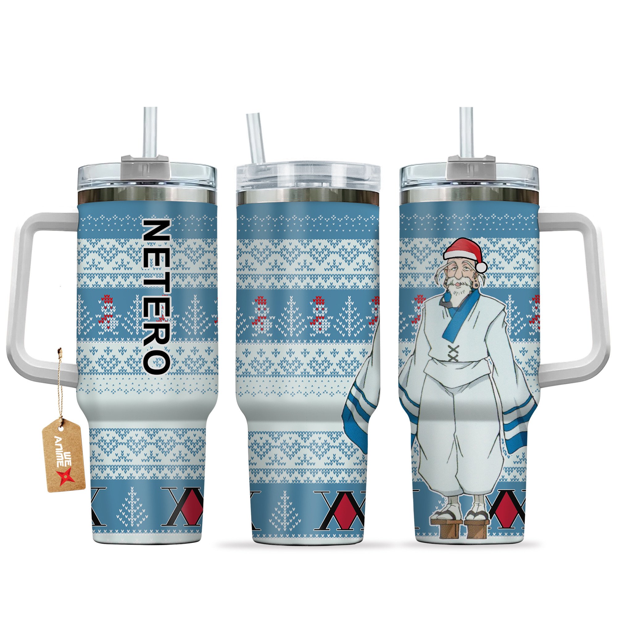 Isaac Netero Hunter x Hunter Anime Custom Stanley Quencher 40oz Stainless Steel Tumbler With Handle