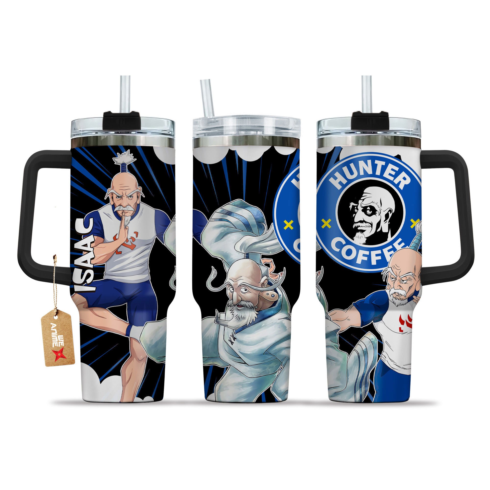 Isaac Netero Hunter x Hunter Anime Custom Stanley Quencher 40oz Stainless Steel Tumbler With Handle