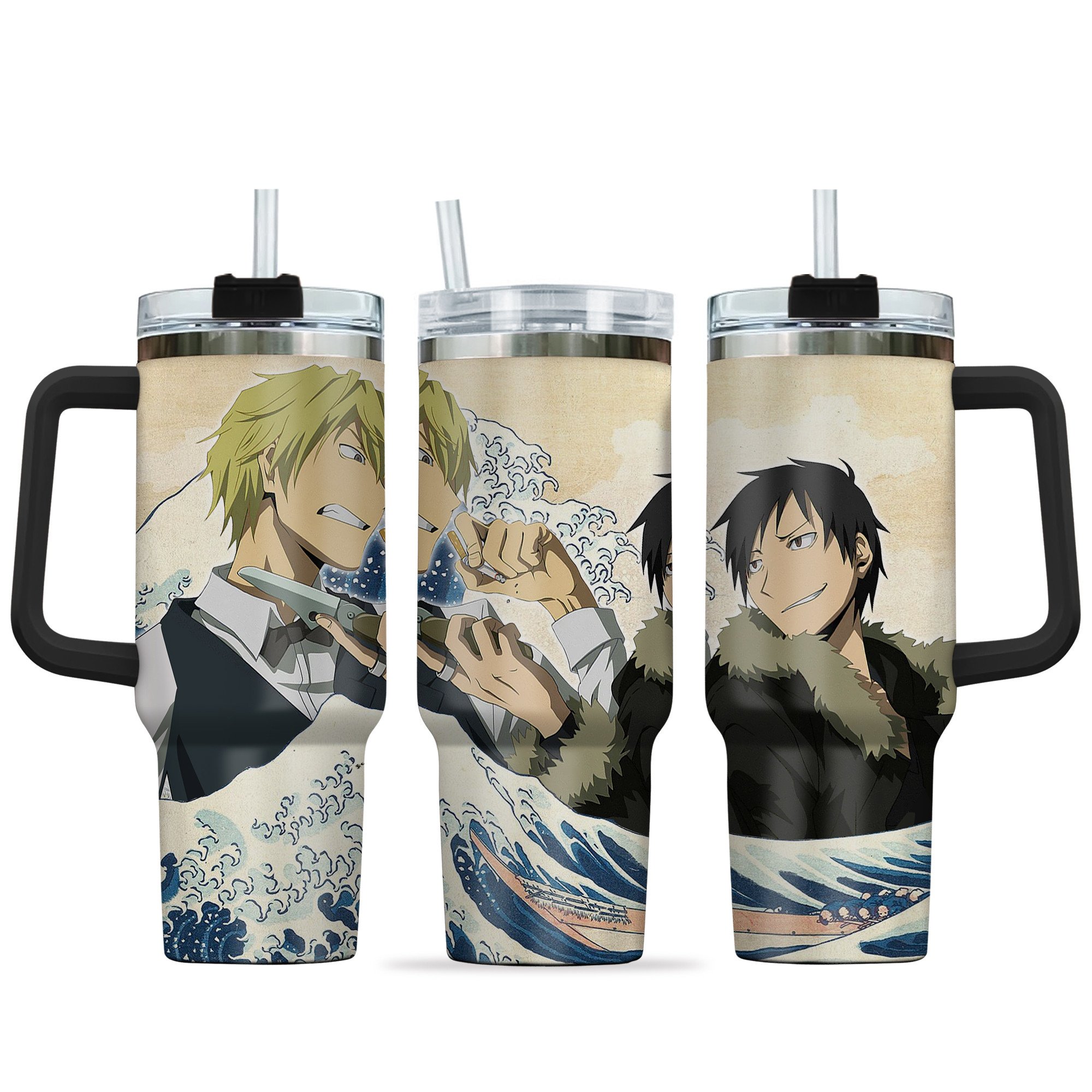 Izaya x Shizuo Anime Custom Stanley Quencher 40oz Stainless Steel Tumbler With Handle