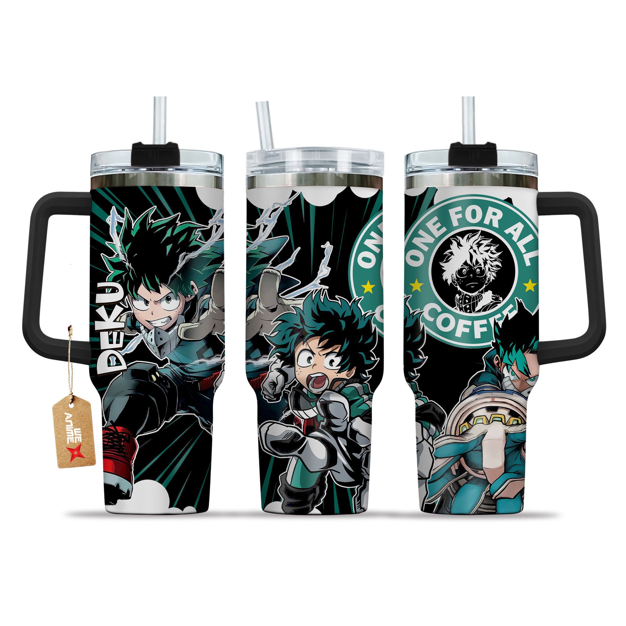 Izuku Midoriya (Deku) My Hero Academia Anime Custom Stanley Quencher 40oz Stainless Steel Tumbler With Handle
