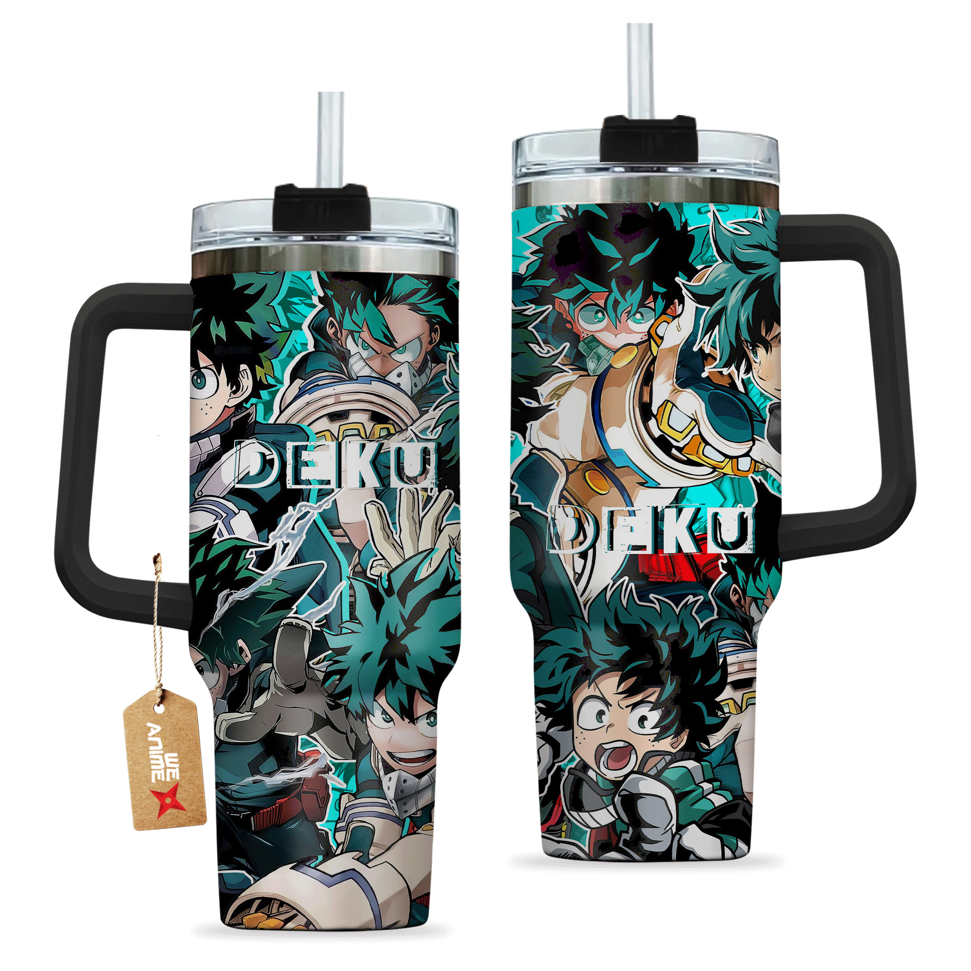 Izuku Midoriya Deku My Hero Academia Anime Custom Stanley Quencher 40oz Stainless Steel Tumbler With Handle