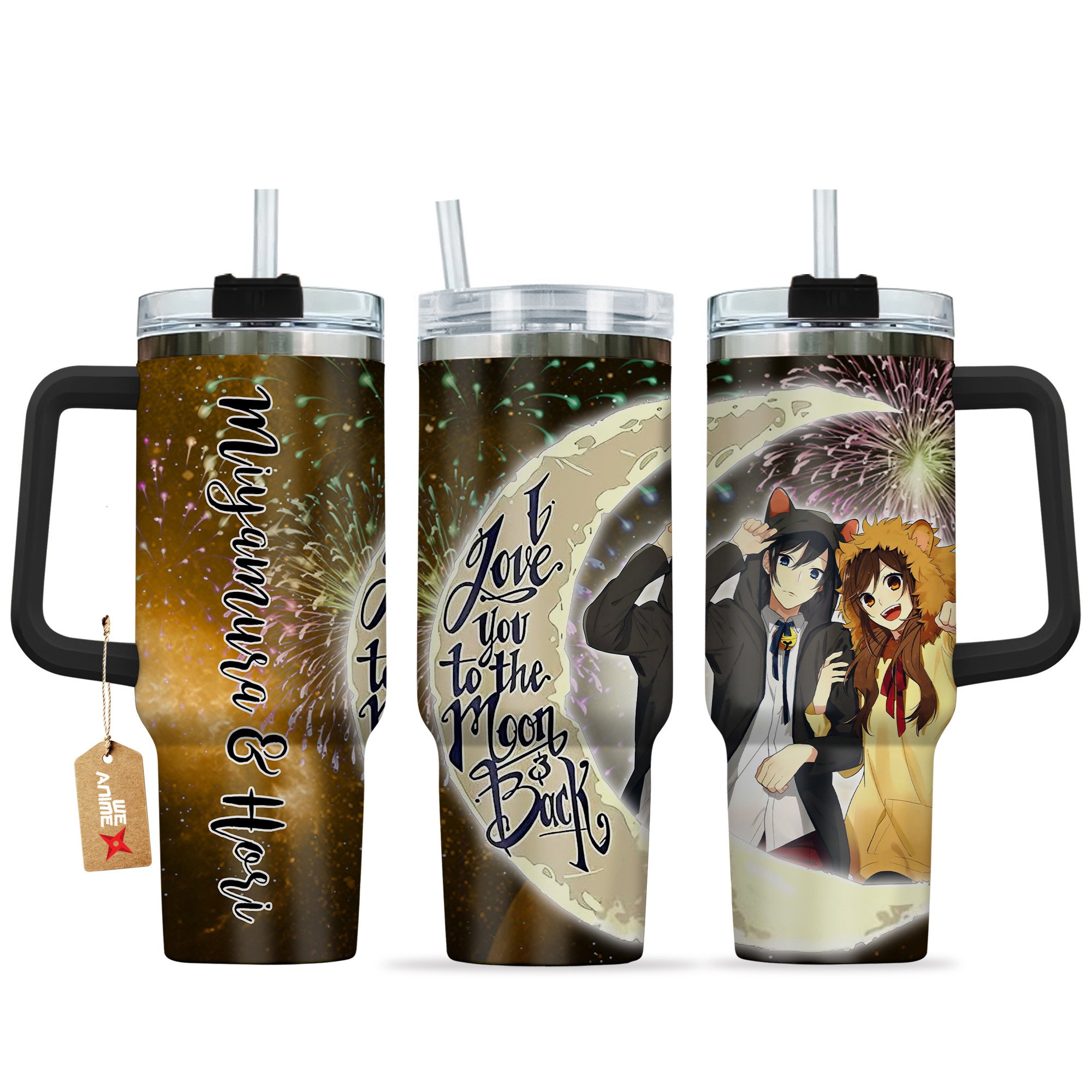 Izumi Miyamura & Kyouko Hori Horimiya Anime Valentine Custom Stanley Quencher 40oz Stainless Steel Tumbler With Handle