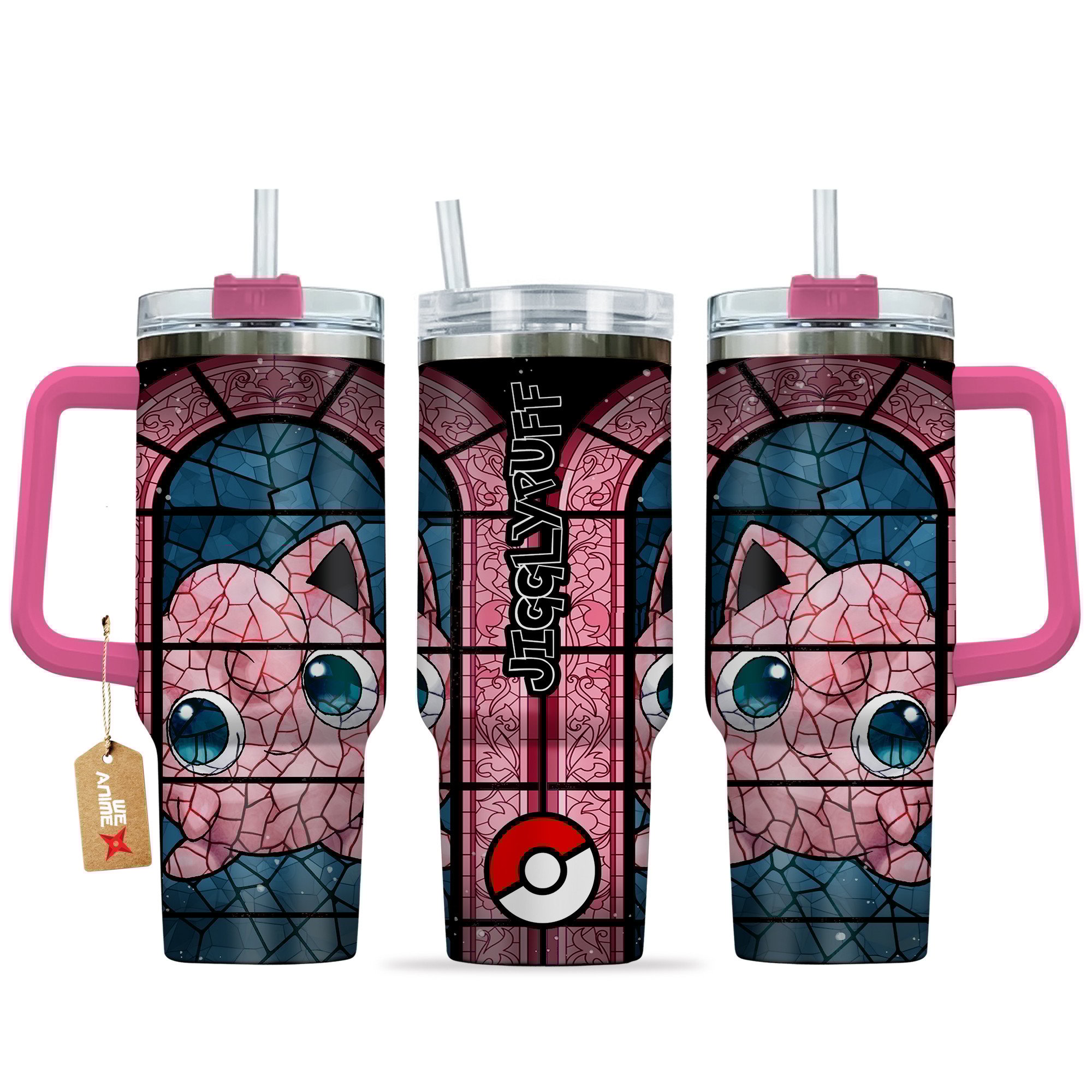Jigglypuff Pokemon Anime Custom Stanley Quencher 40oz Stainless Steel Tumbler With Handle