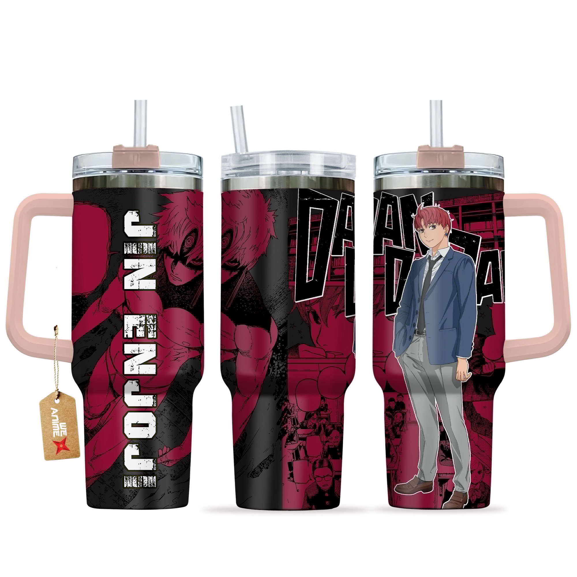 Jin Enjoji Dandadan Anime Custom Stanley Quencher 40oz Stainless Steel Tumbler With Handle