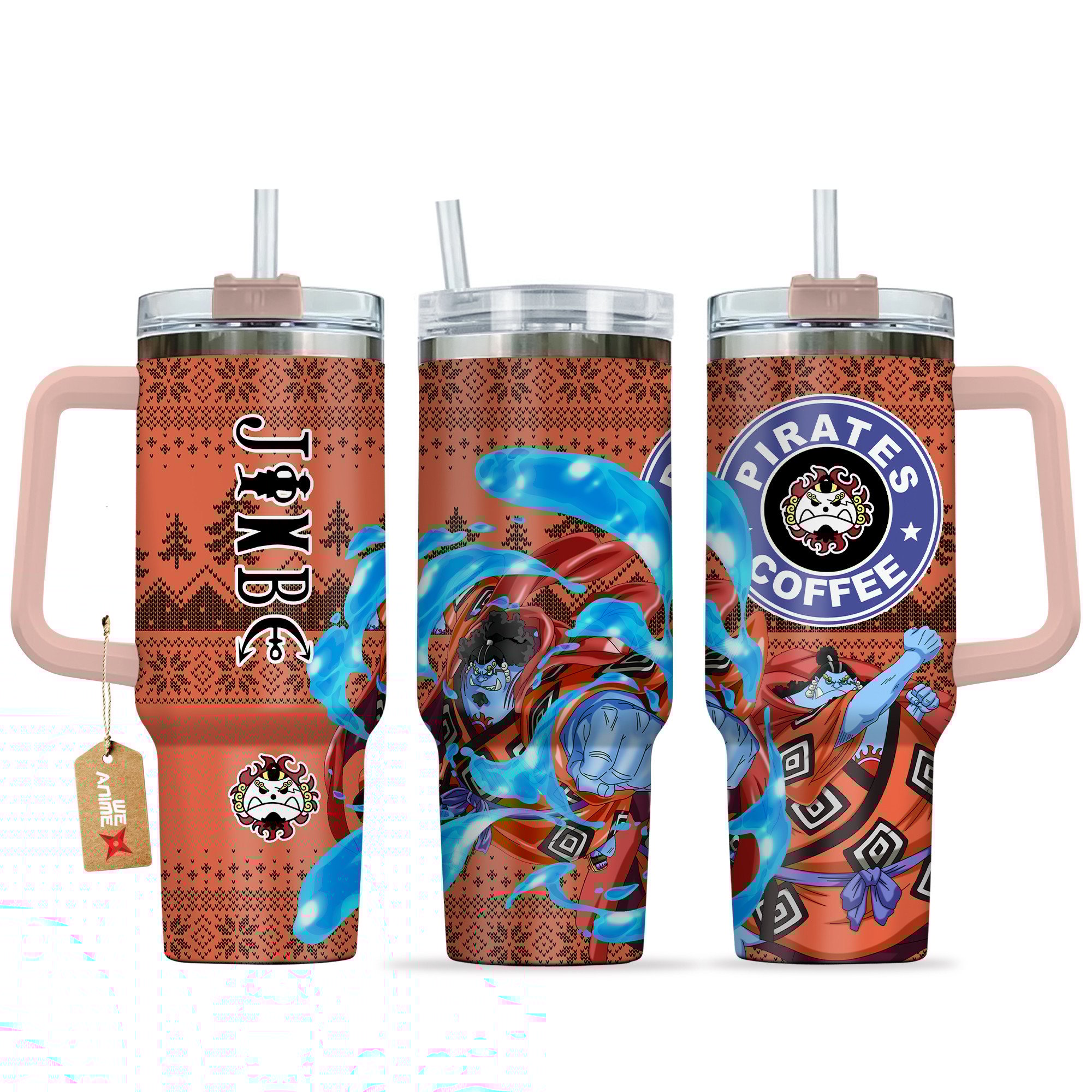 Jinbe One piece Anime Custom Stanley Quencher 40oz Stainless Steel Tumbler With Handle