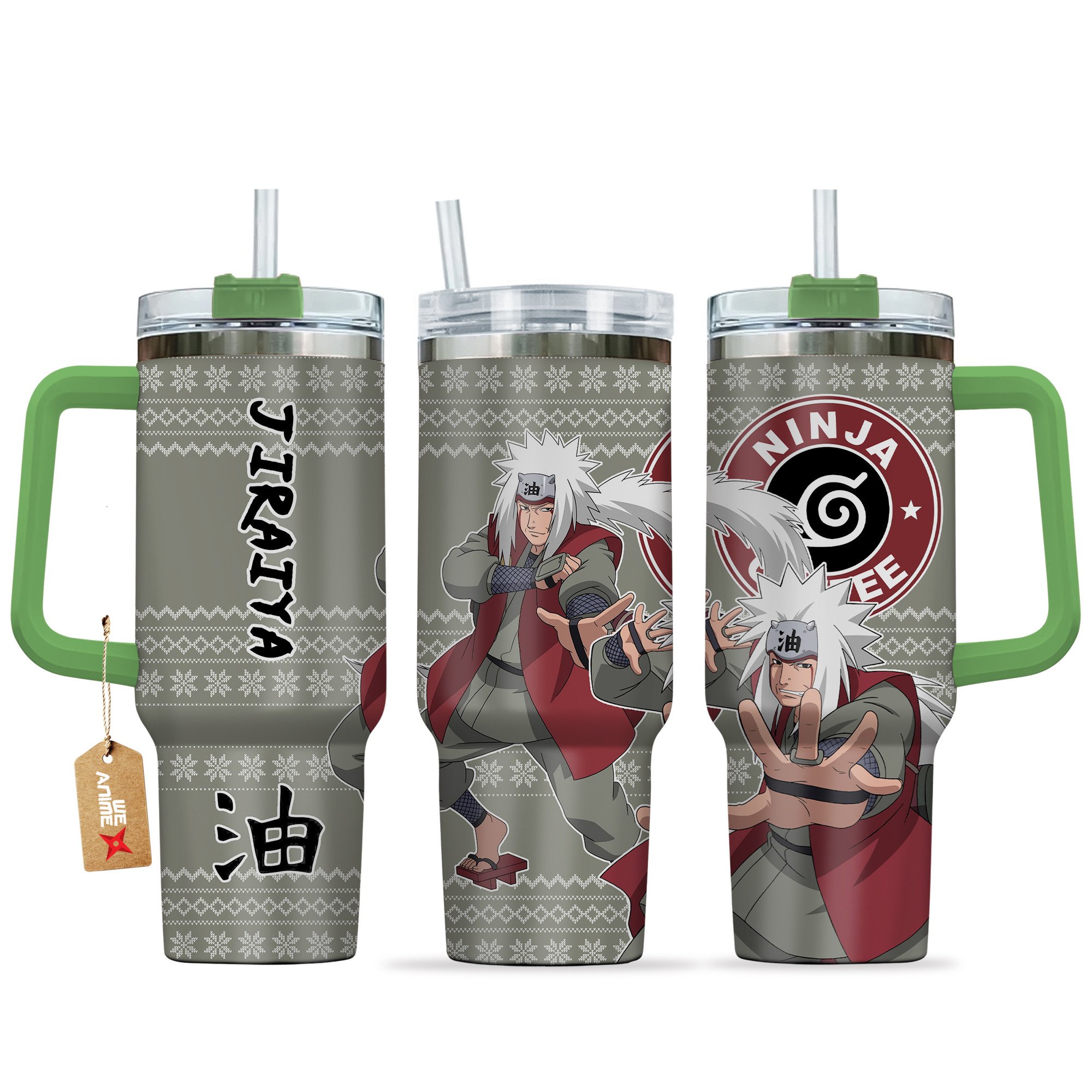Jiraiya Naruto Anime Custom Stanley Quencher 40oz Stainless Steel Tumbler With Handle