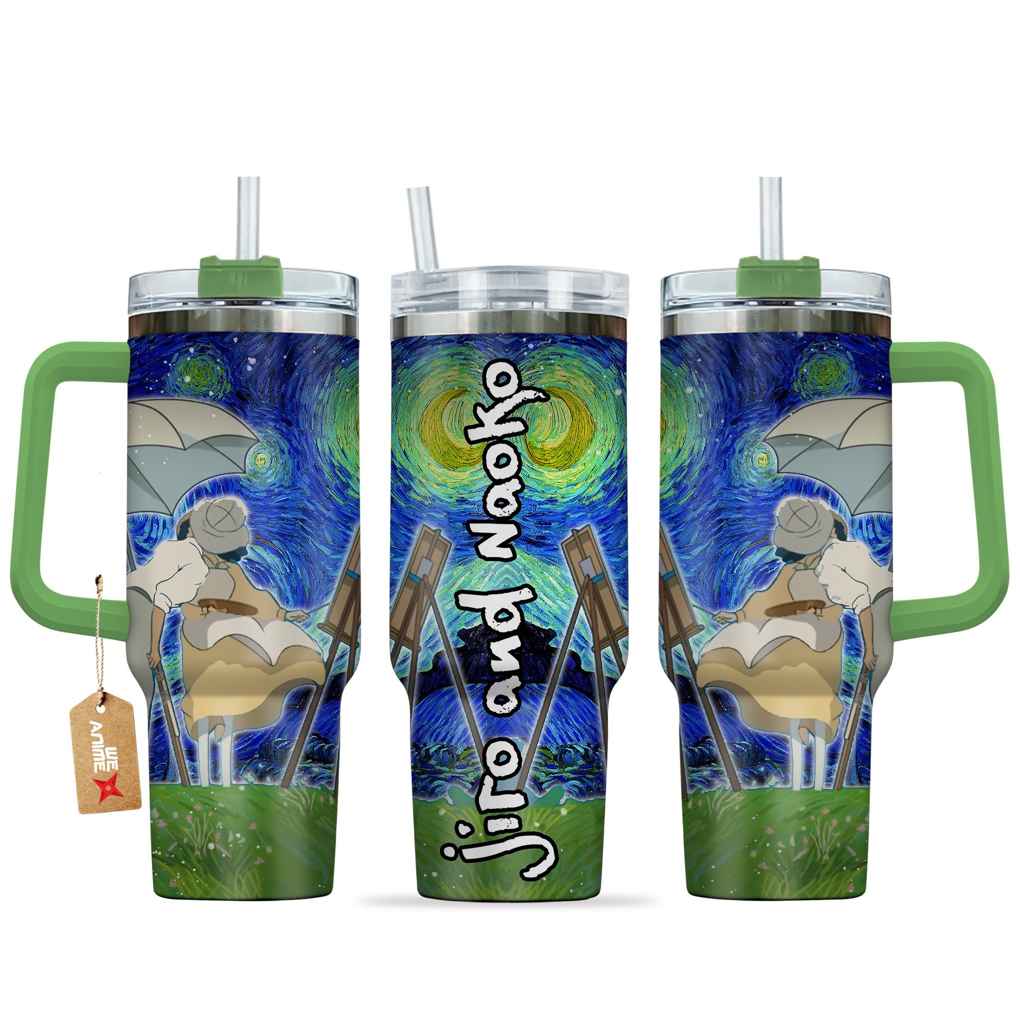 Jiro and Naoko The Wind Rises Anime Custom Stanley Quencher 40oz Stainless Steel Tumbler With Handle