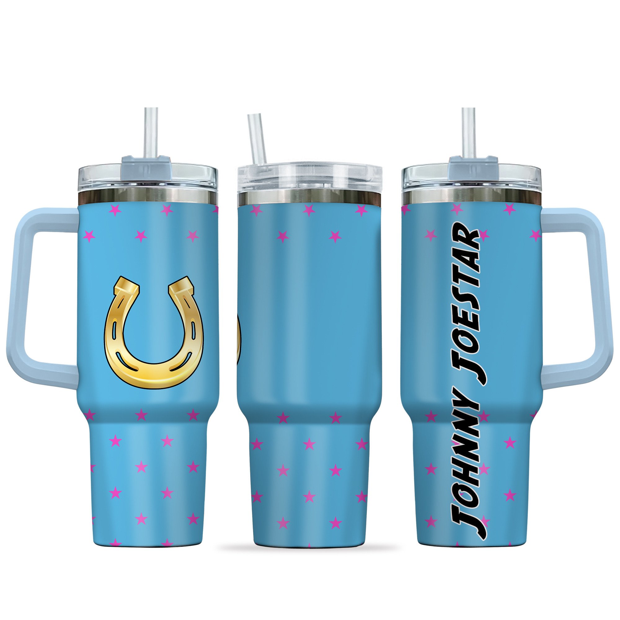 Johnny Joestar JoJo's Bizarre Anime Custom Stanley Quencher 40oz Stainless Steel Tumbler With Handle