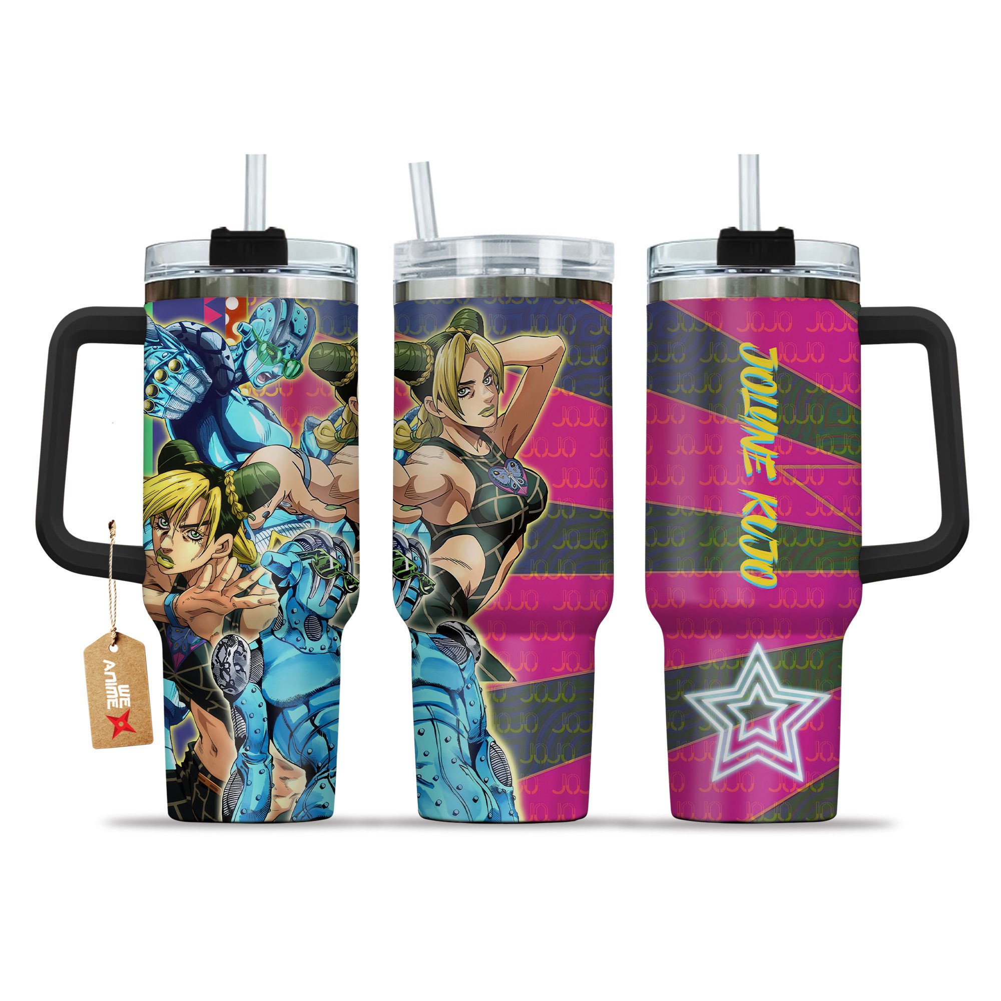 Jolyne Kujo JoJo's Bizarre Anime Custom Stanley Quencher 40oz Stainless Steel Tumbler With Handle