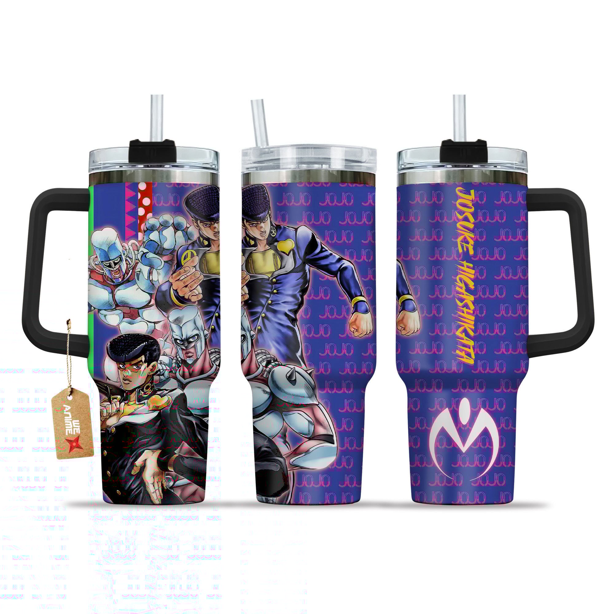 Josuke Higashikata JoJo's Bizarre Anime Custom Stanley Quencher 40oz Stainless Steel Tumbler With Handle