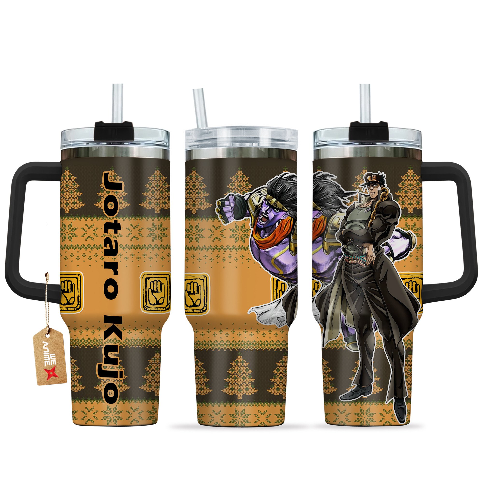 Jotaro Kujo JoJo's Bizarre Anime Custom Stanley Quencher 40oz Stainless Steel Tumbler With Handle
