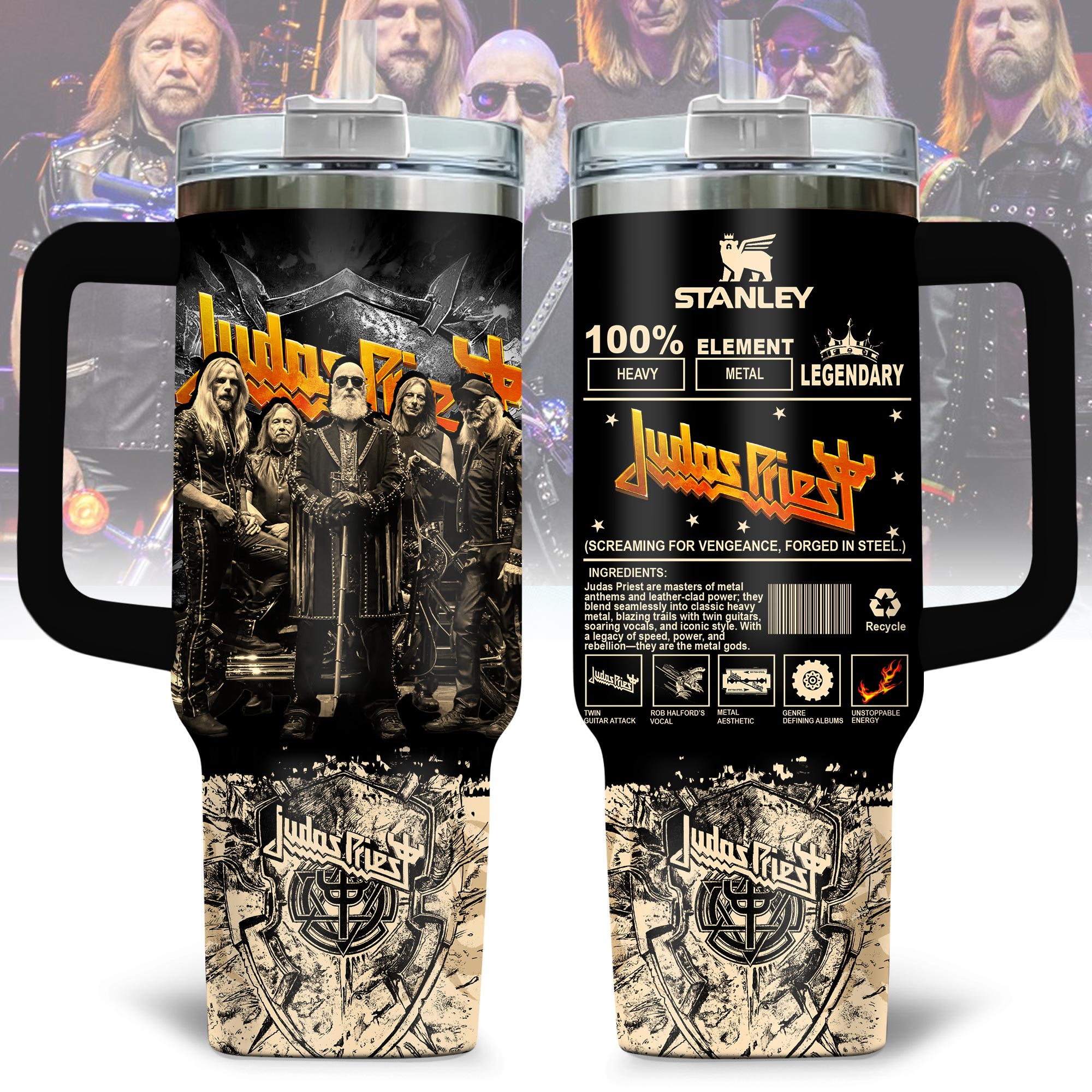 Judas Priest Music Custom Stanley Quencher 40oz Stainless Steel Tumbler With Handle