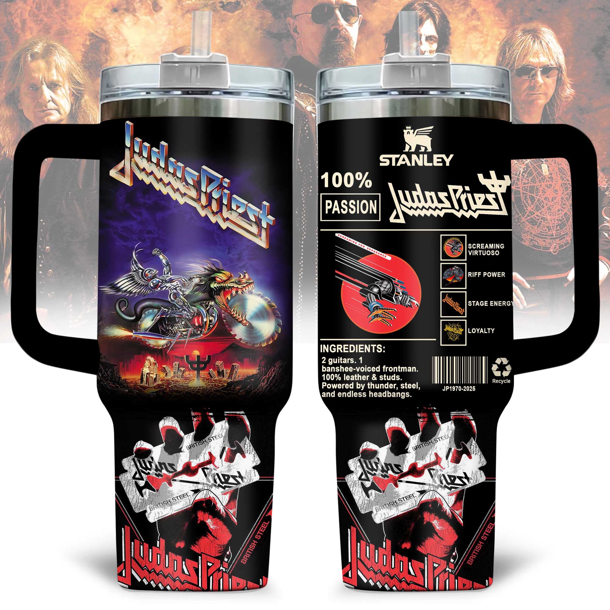 Judas Priest Music Custom Stanley Quencher 40oz Stainless Steel Tumbler With Handle