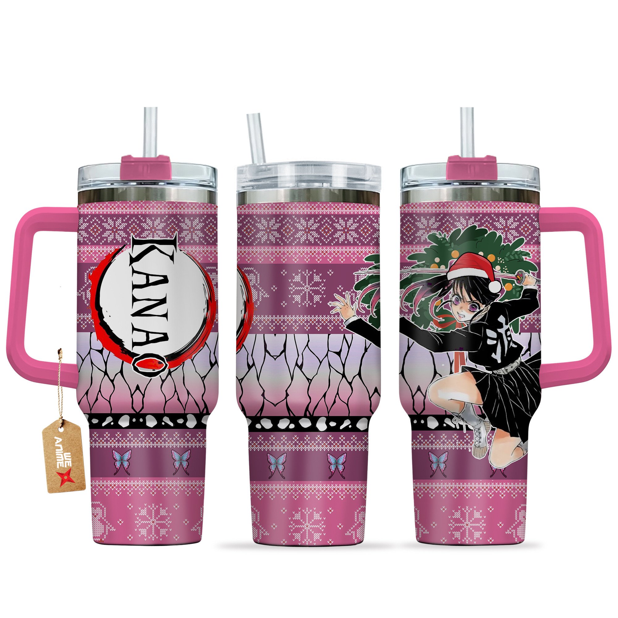 Kanao Tsuyuri Demon Slayer Anime Custom Stanley Quencher 40oz Stainless Steel Tumbler With Handle