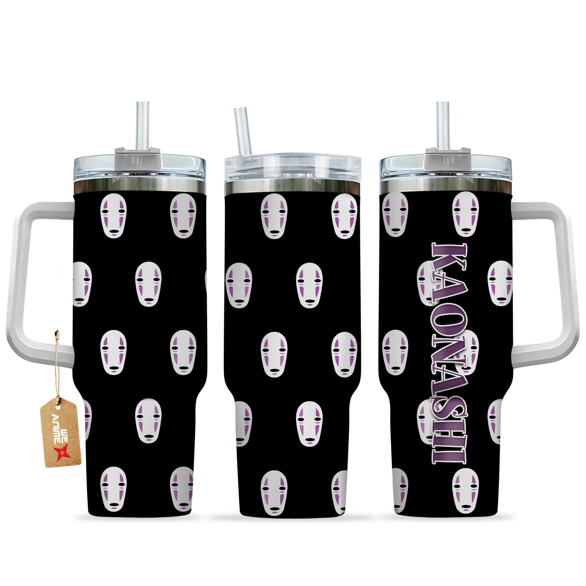 Kaonashi Spirited Away Anime Custom Stanley Quencher 40oz Stainless Steel Tumbler With Handle