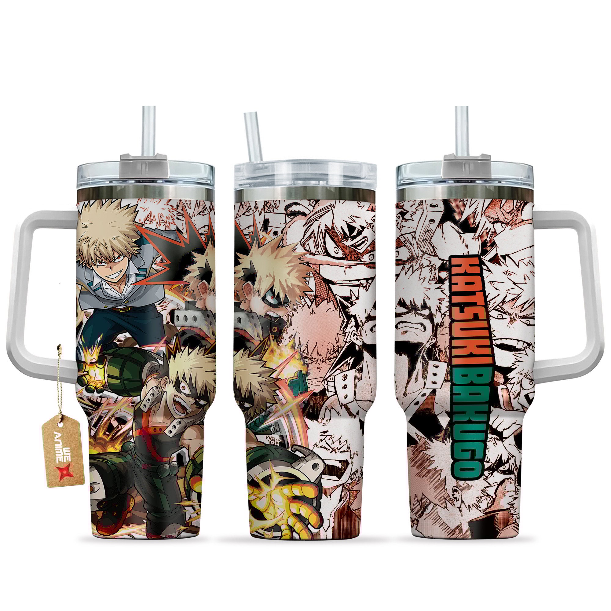 Katsuki Bakugo (Dynamight) My Hero Academia Anime Custom Stanley Quencher 40oz Stainless Steel Tumbler With Handle