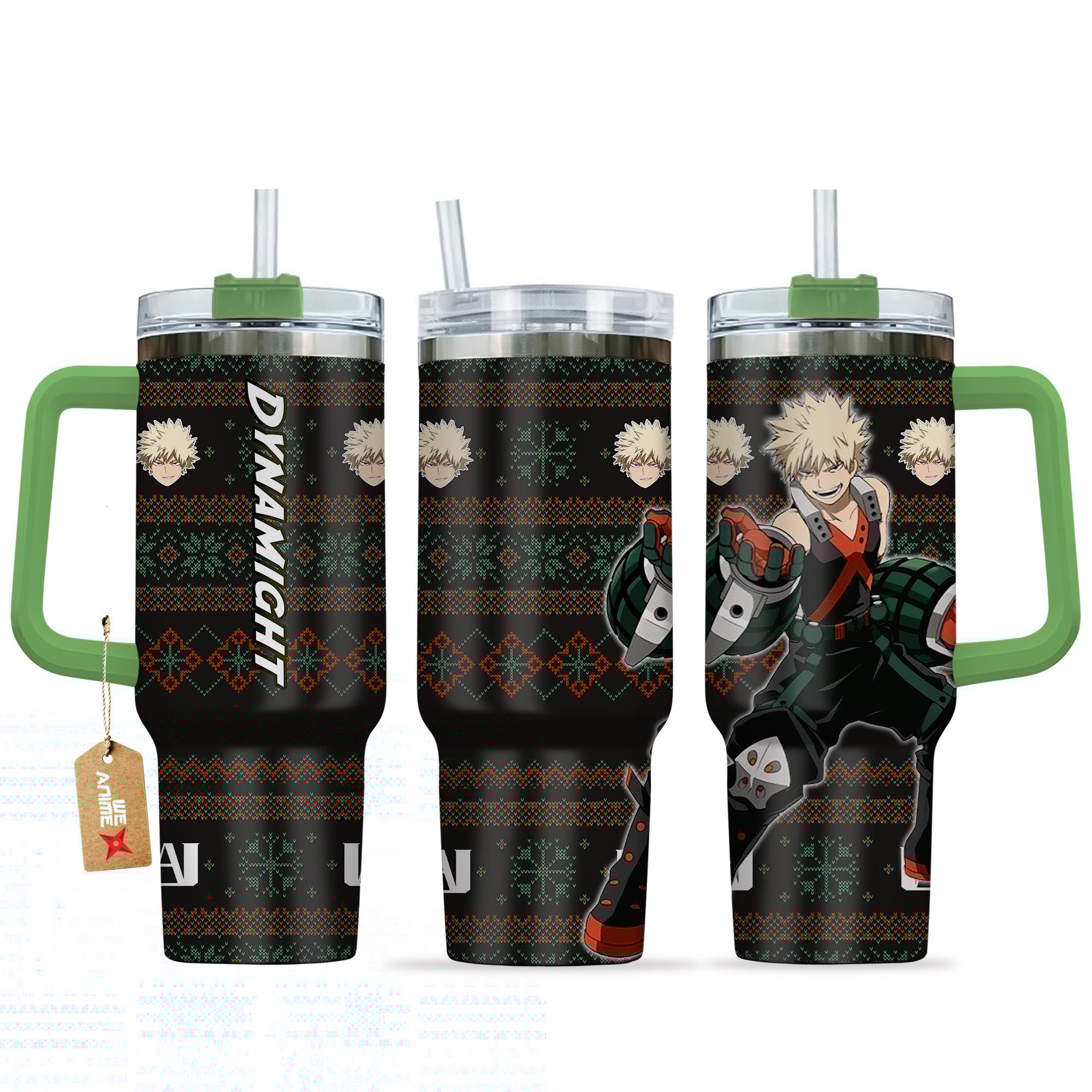 Katsuki Bakugo (Dynamight) My Hero Academia Anime Custom Stanley Quencher 40oz Stainless Steel Tumbler With Handle