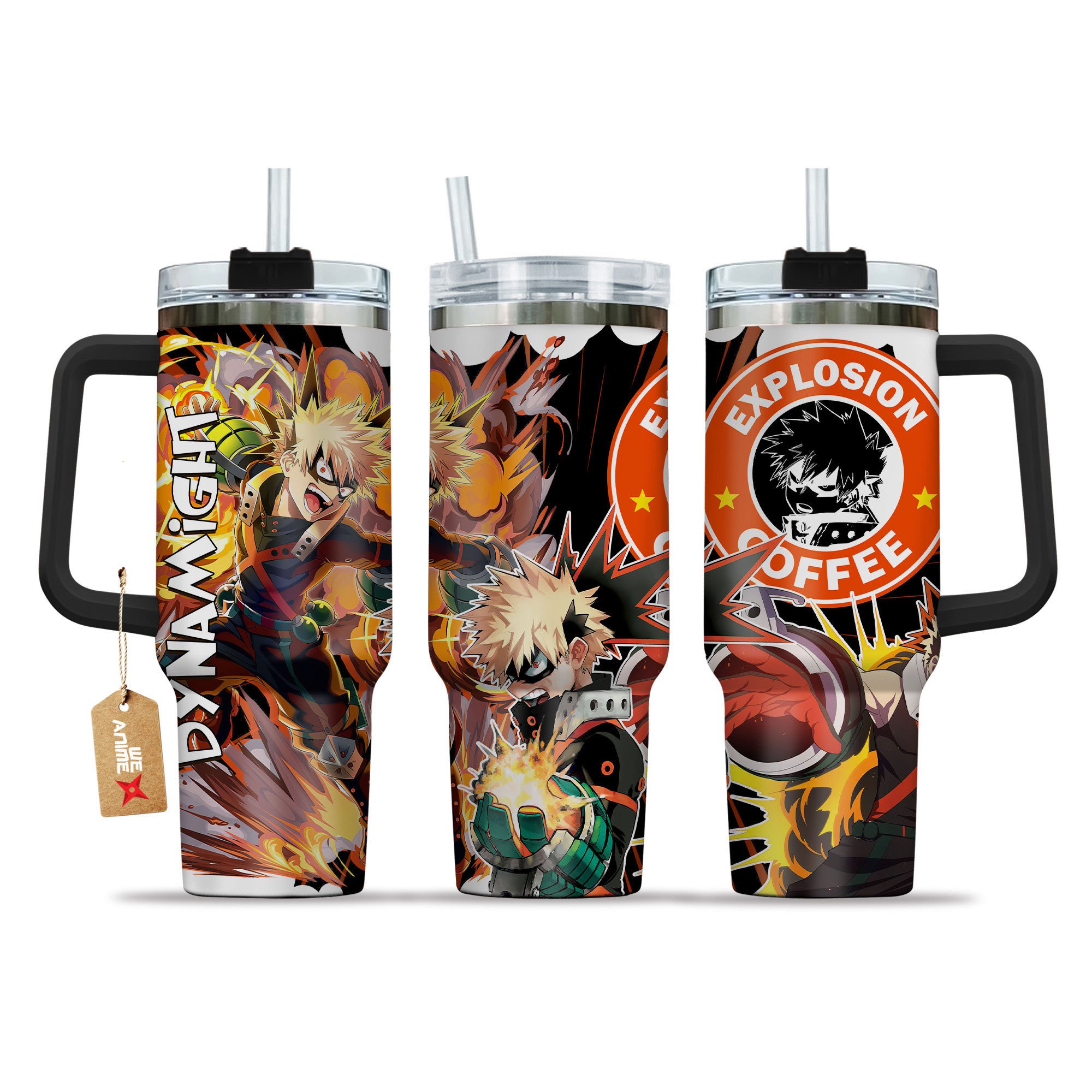 Katsuki Bakugo (Dynamight) My Hero Academia Anime Custom Stanley Quencher 40oz Stainless Steel Tumbler With Handle