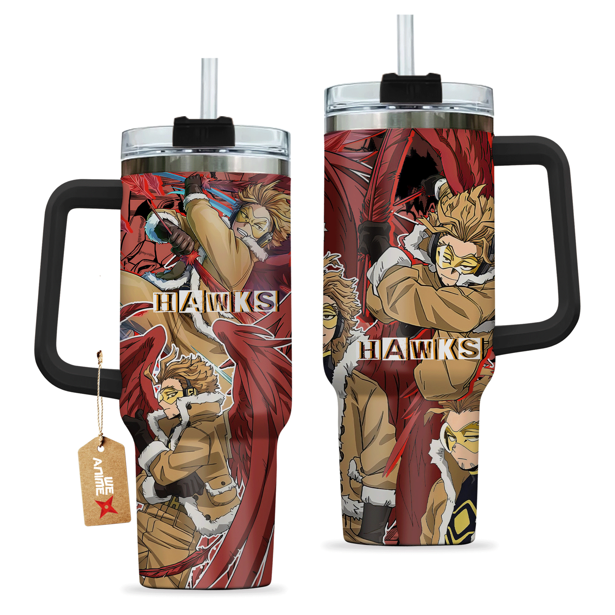 Keigo Takami Hawks My Hero Academia Anime Custom Stanley Quencher 40oz Stainless Steel Tumbler With Handle