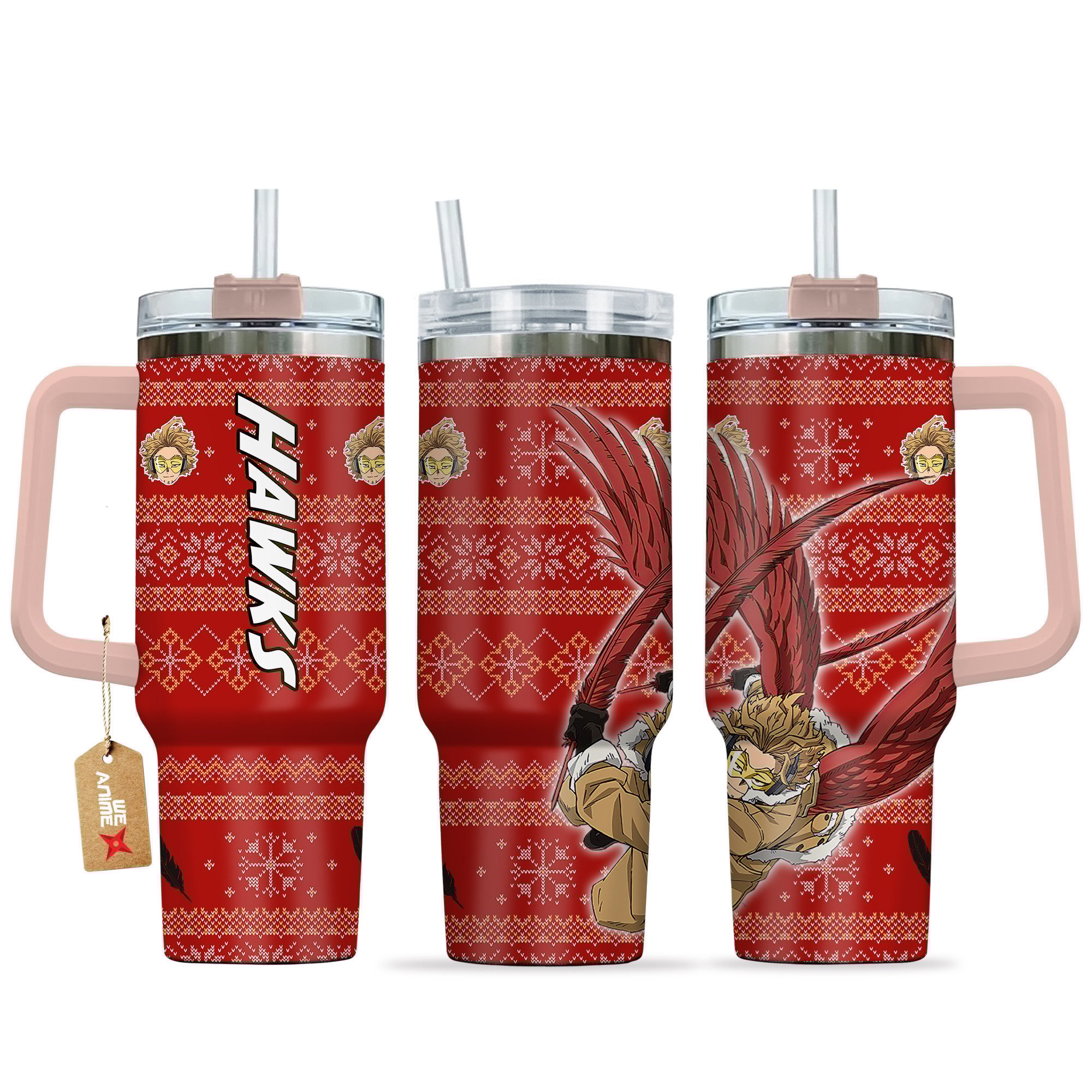 Keigo Takami Hawks My Hero Academia Anime Custom Stanley Quencher 40oz Stainless Steel Tumbler With Handle