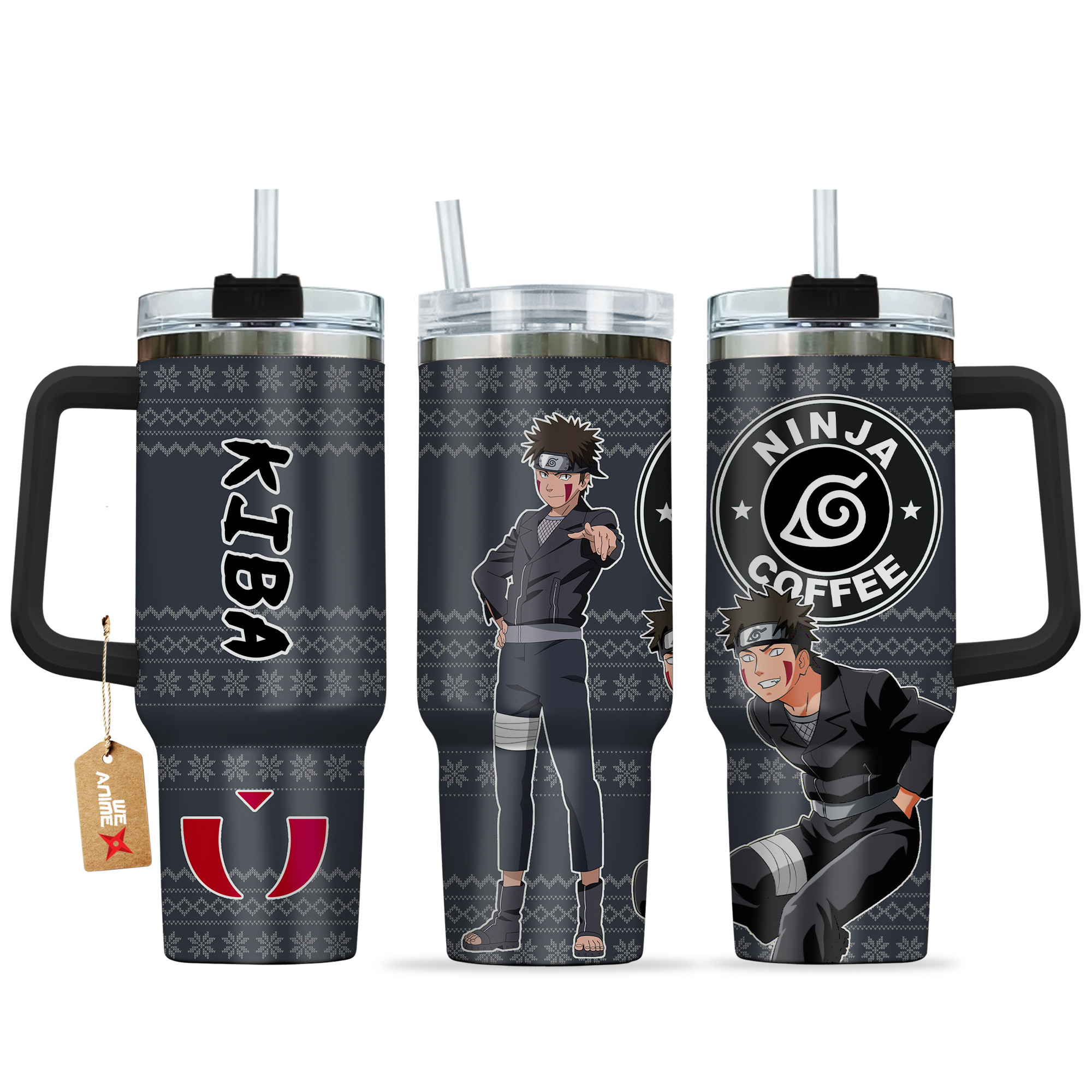 Kiba Naruto Anime Custom Stanley Quencher 40oz Stainless Steel Tumbler With Handle