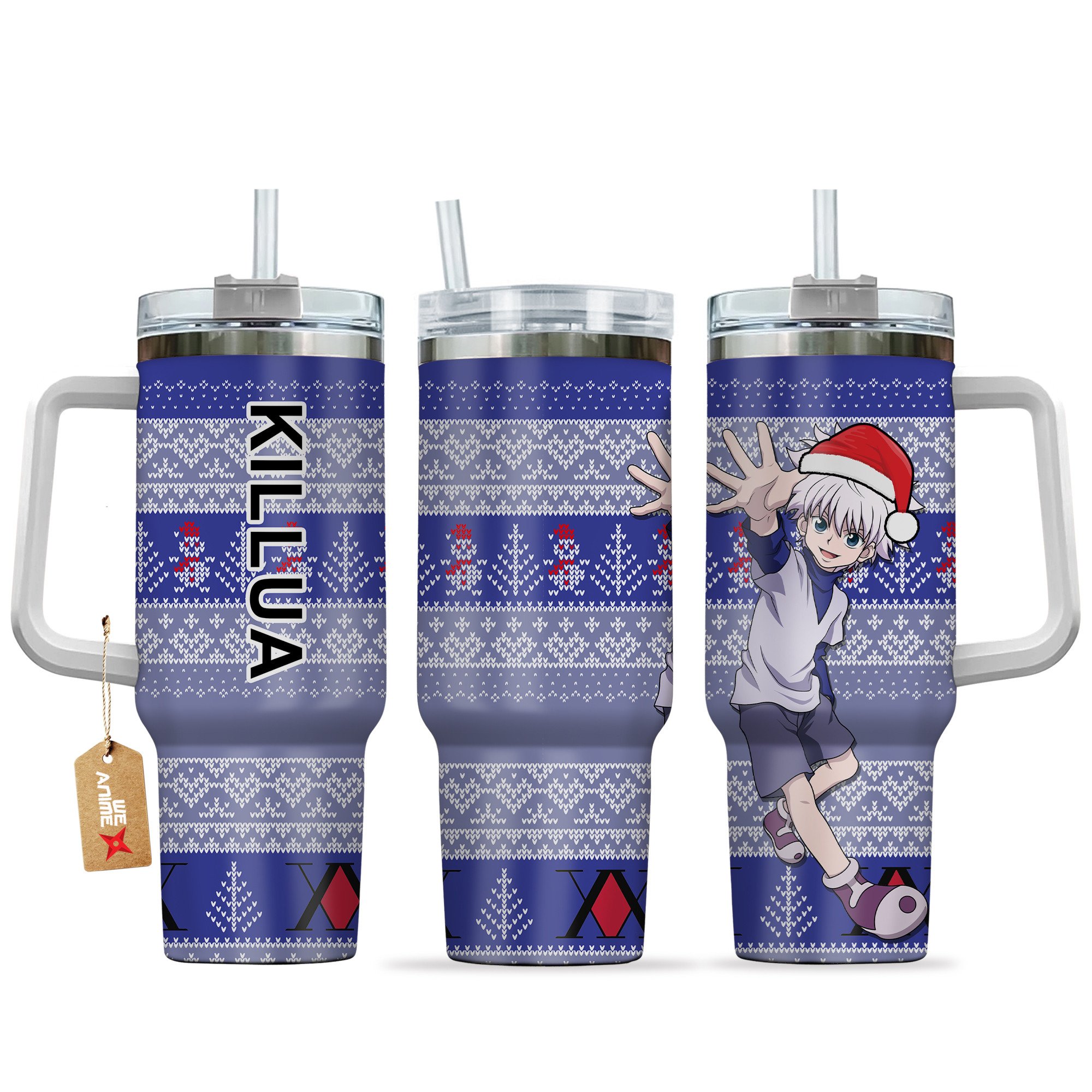 Killua Zoldyck Hunter x Hunter Anime Custom Stanley Quencher 40oz Stainless Steel Tumbler With Handle