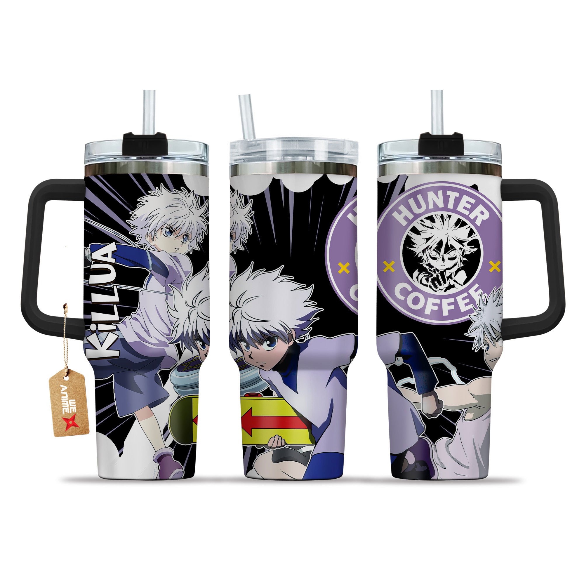 Killua Zoldyck Hunter x Hunter Anime Custom Stanley Quencher 40oz Stainless Steel Tumbler With Handle