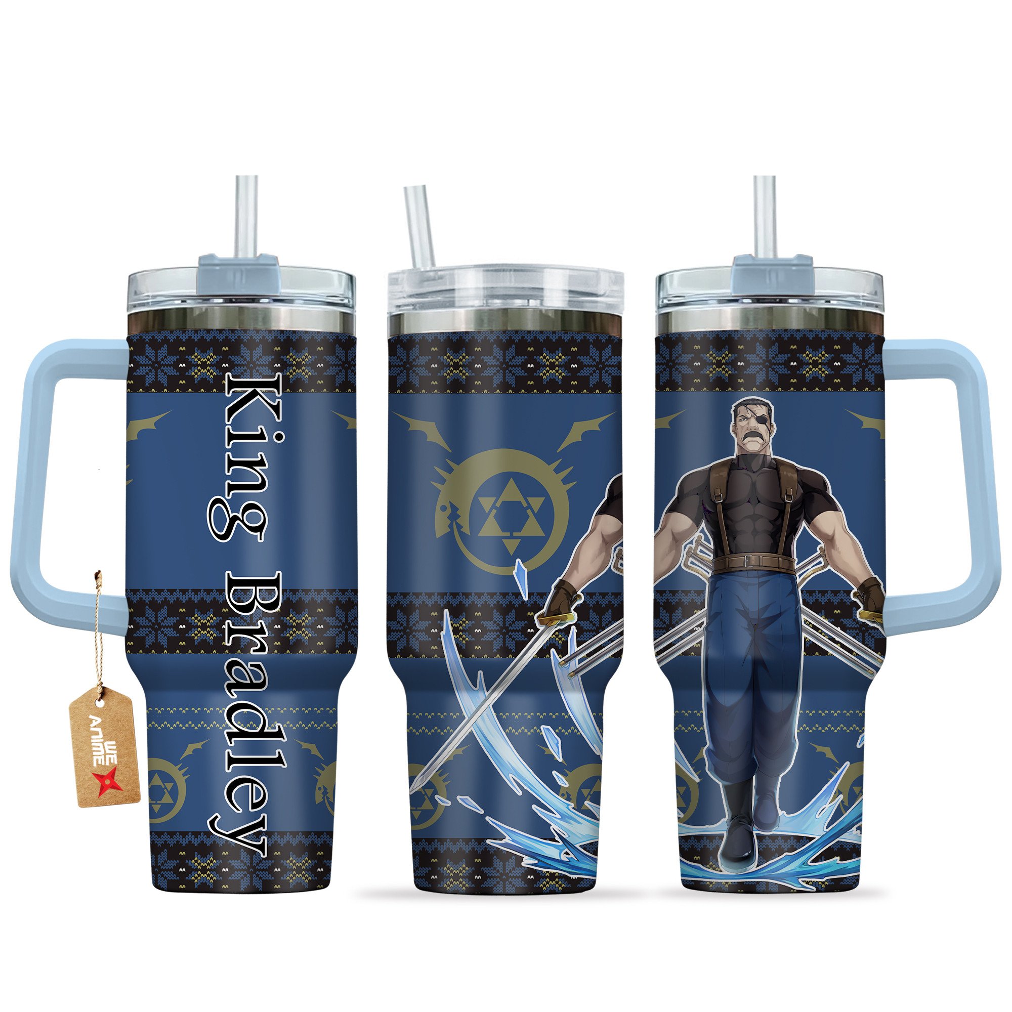 King Bradley Fullmetal Alchemist Anime Custom Stanley Quencher 40oz Stainless Steel Tumbler With Handle