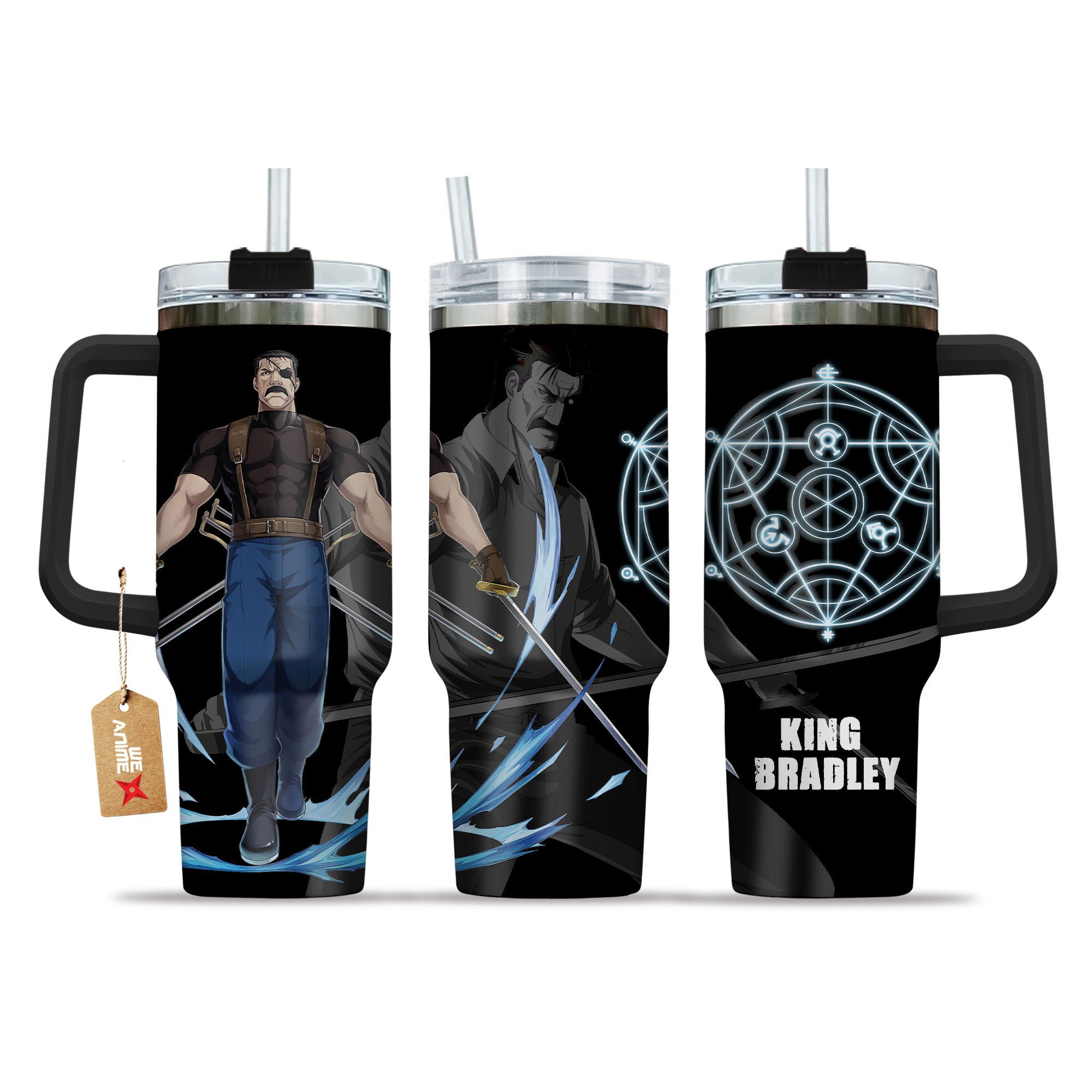 King Bradley Fullmetal Alchemist Anime Custom Stanley Quencher 40oz Stainless Steel Tumbler With Handle